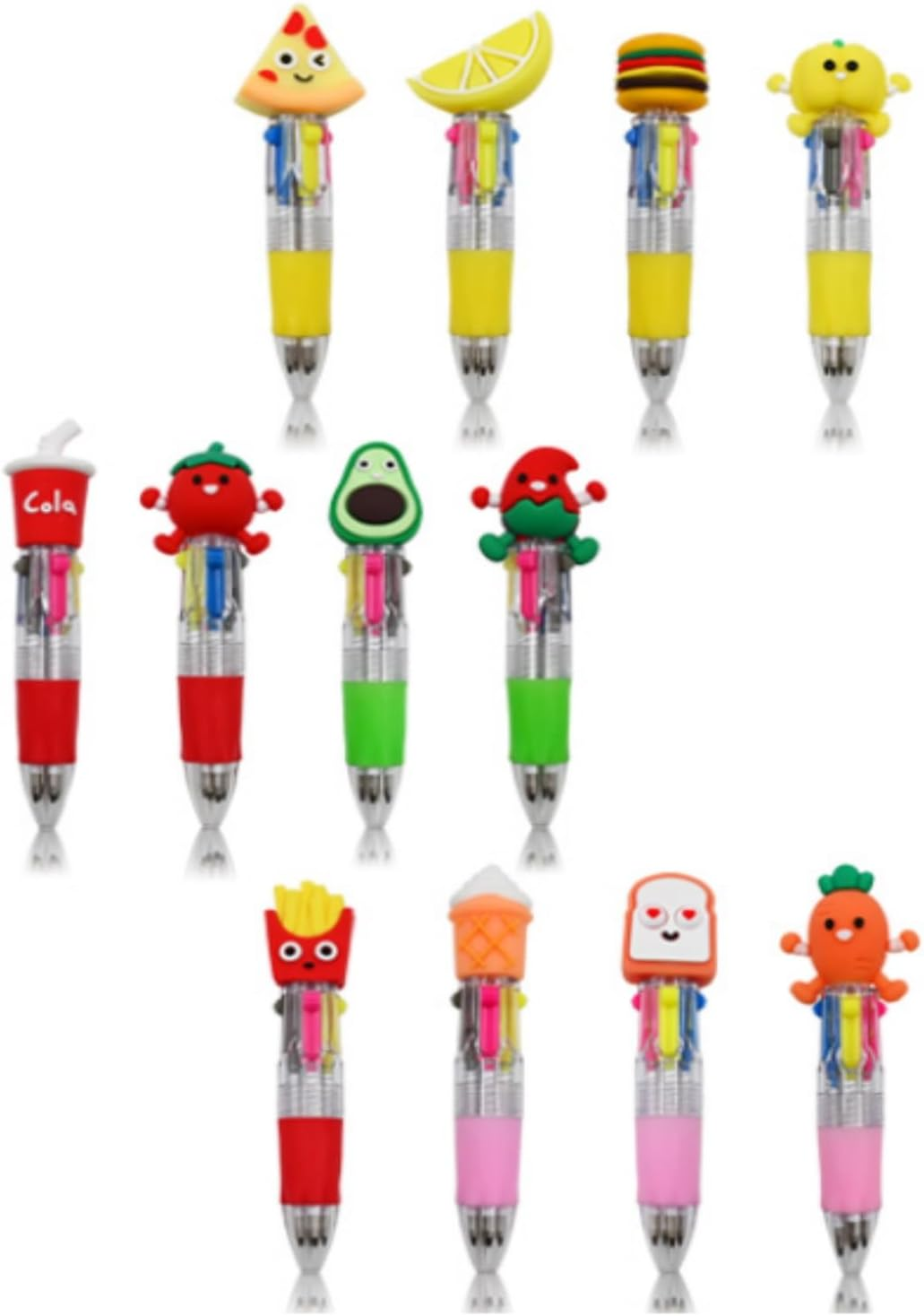 MEZOKUCEL12 PCS Multi-Colored Cute 4-In-1 Retractable Ballpoint Pens for Kids, Students, Teachers &ndash; Fun Mini Cartoon Pens for Classroom, School, Home, Birthday Party Favors & Gifts (12) image number 4