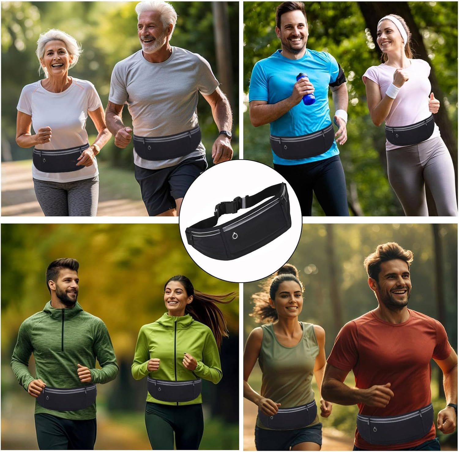 Slim Running Belt Fanny Pack for Women Men, Phone Holder Runners Pouch Waist Pack for Sports & Fitness, Adjustable, Reflective, Waterproof, Waist Pack, Sports Belt for Phone,Card, Key Storage