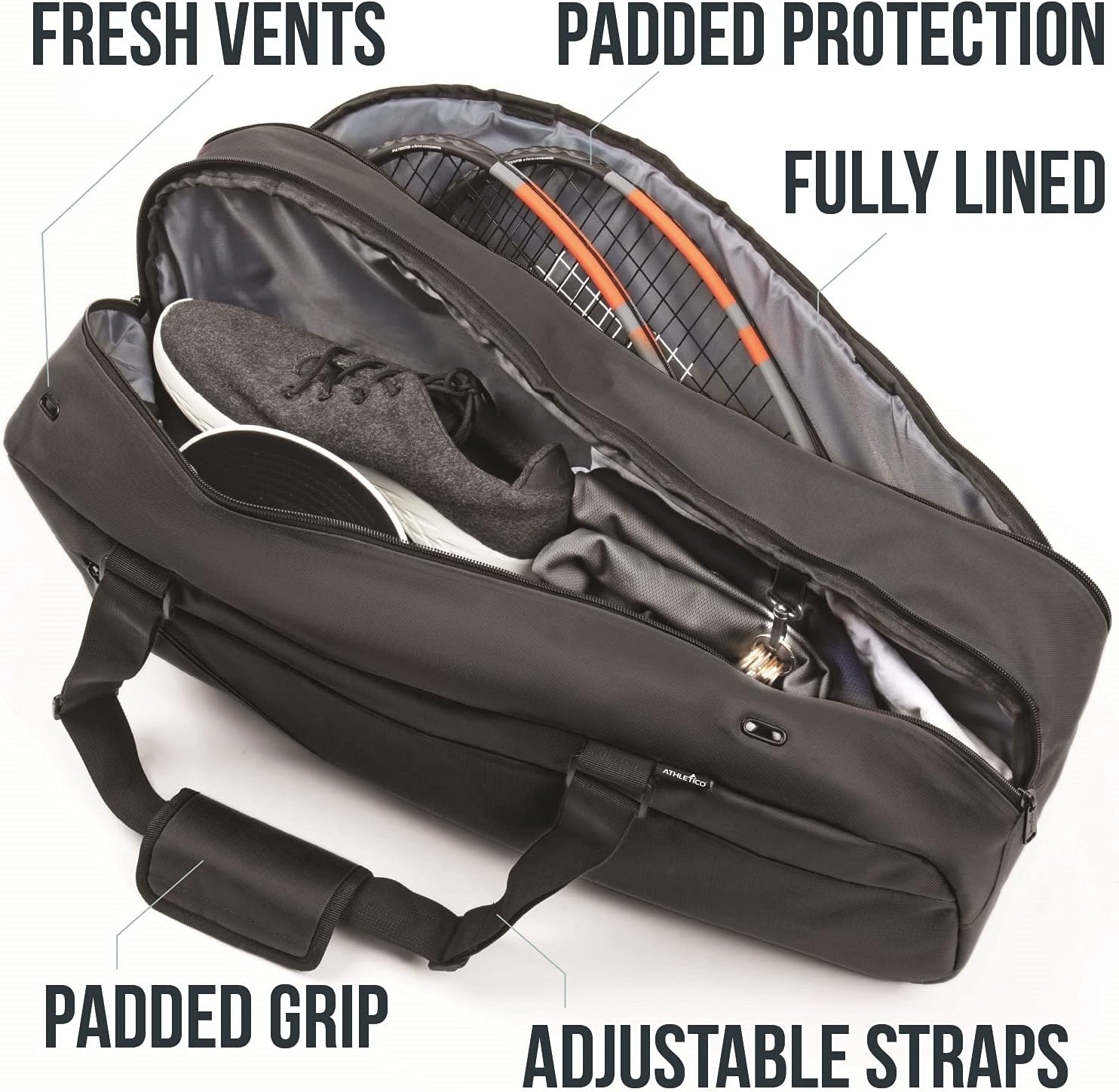Athletico Tennis Bag and Racketball Bag - Tennis Bags for Women and Men to Hold Tennis Racket, Racquetball Racket, Pickleball Paddles and Other Equipment or Gear image number 1