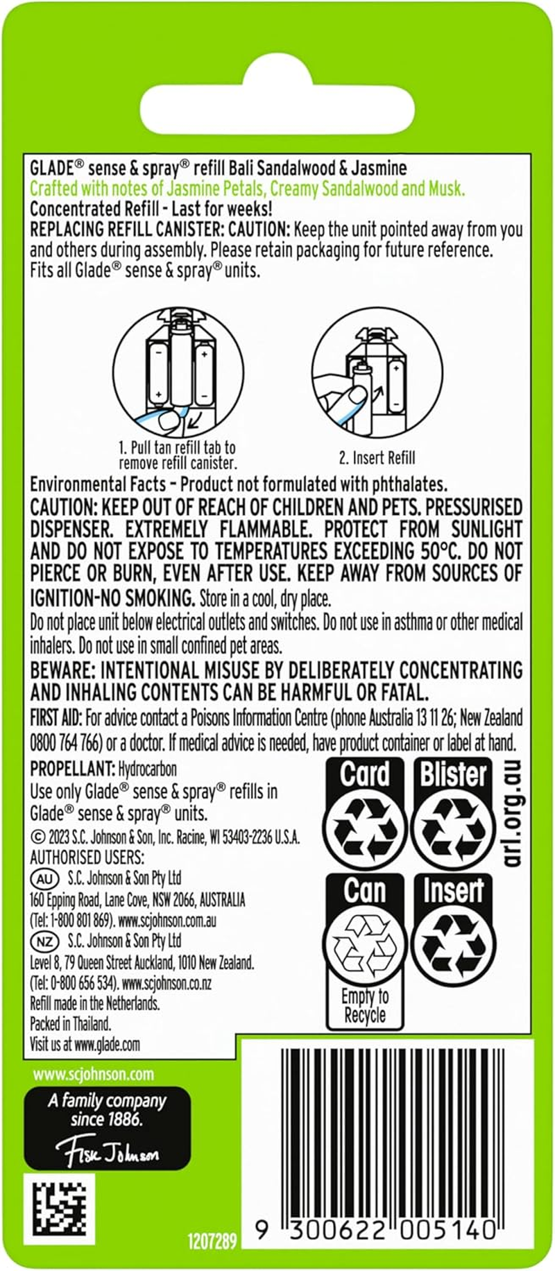 Glade Sense & Spray Automatic Air Freshener Refill Bali Sandalwood & Jasmine 12G image number 3