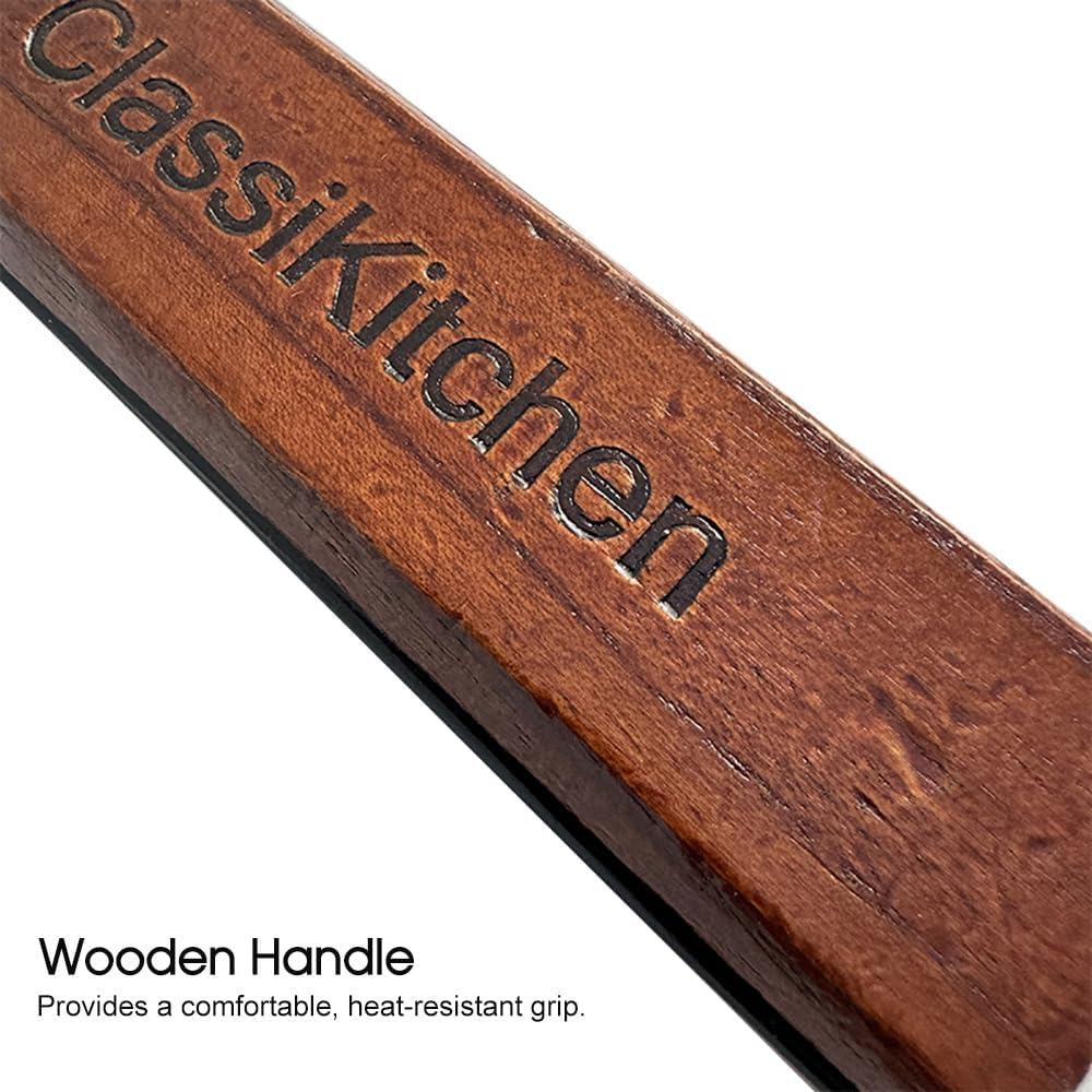 Leona Co BBQ Grill Rack &ndash; 31X49.5Cm, Durable Non-Stick Steel with Wooden Handle &ndash; Ideal for Grilling Meat, Seafood & Vegetables