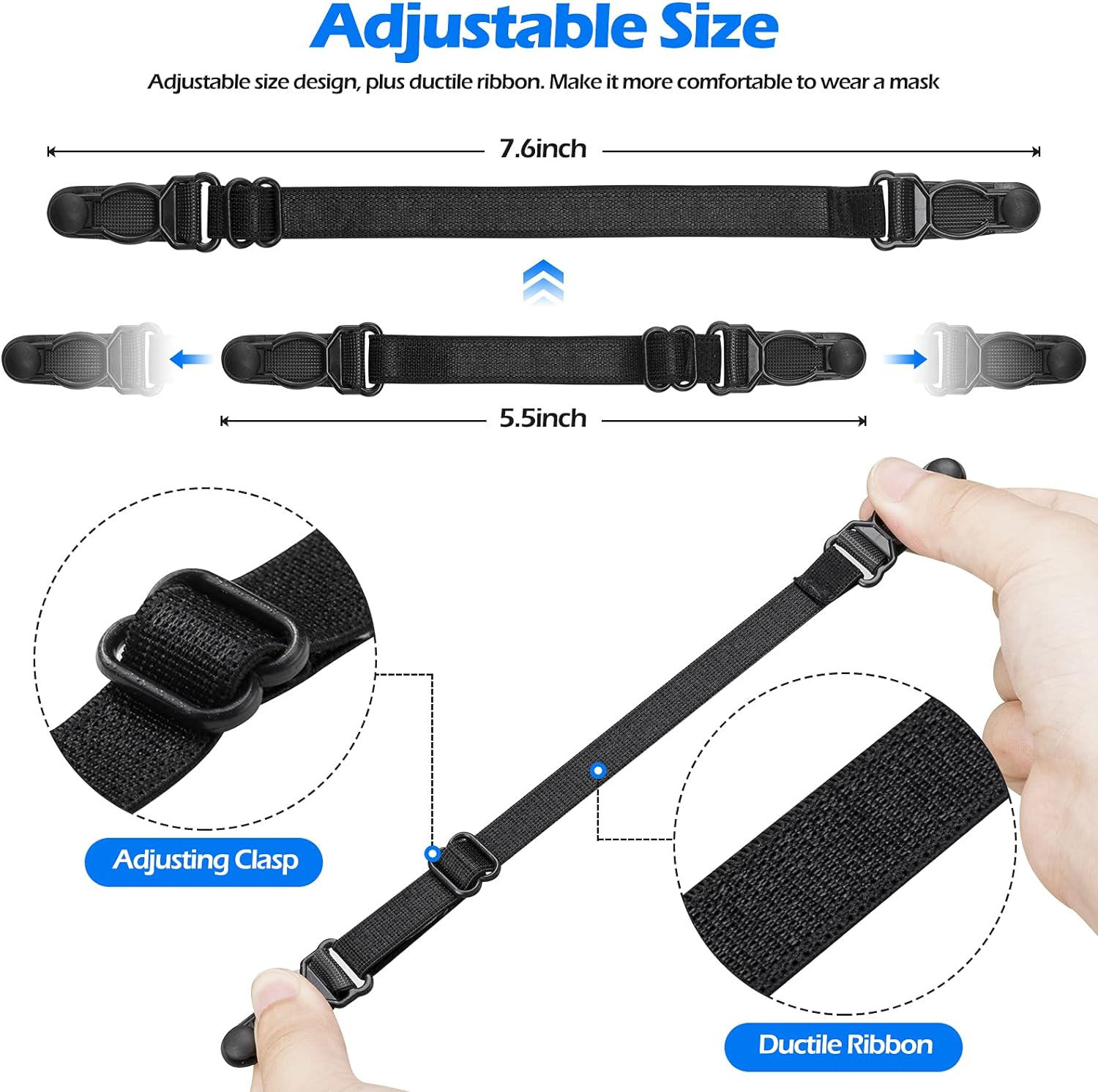 Mask Extender Strap 12Pcs,Ear Savers for Masks,Mask Holder Mask Extenders,Masks Extension Hook Adjustable for Extending Masks Buckle Ear Protectors,Compatible with All Masks and Kid Mask image number 6