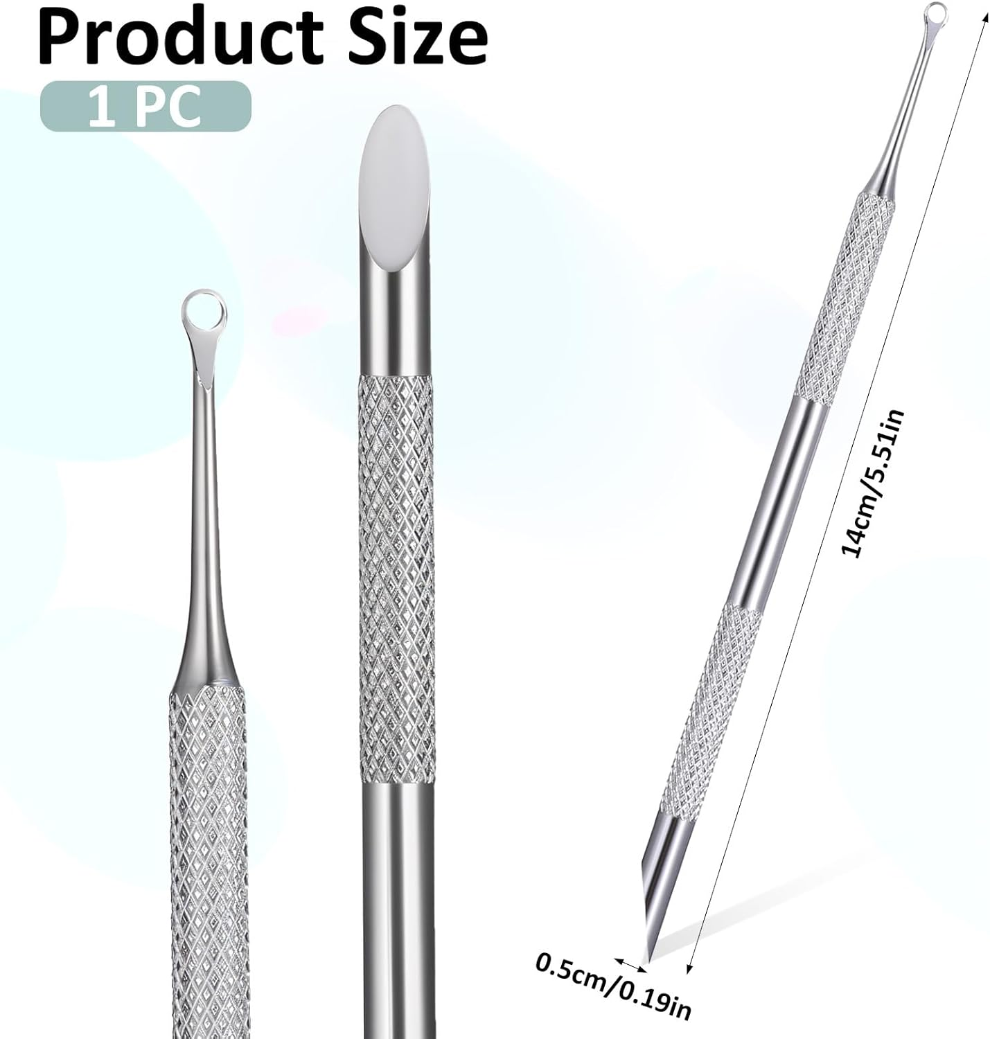 Qianyu Cuticle Pusher Stainless Steel Prep Nail Pushers Dual Ended Dead Skin Gel Nail Polish Remover Cuticle Cutter Peeler Cleaner Tool with Sandpaper Sheets for Nail Care Art Manicure Pedicure image number 1