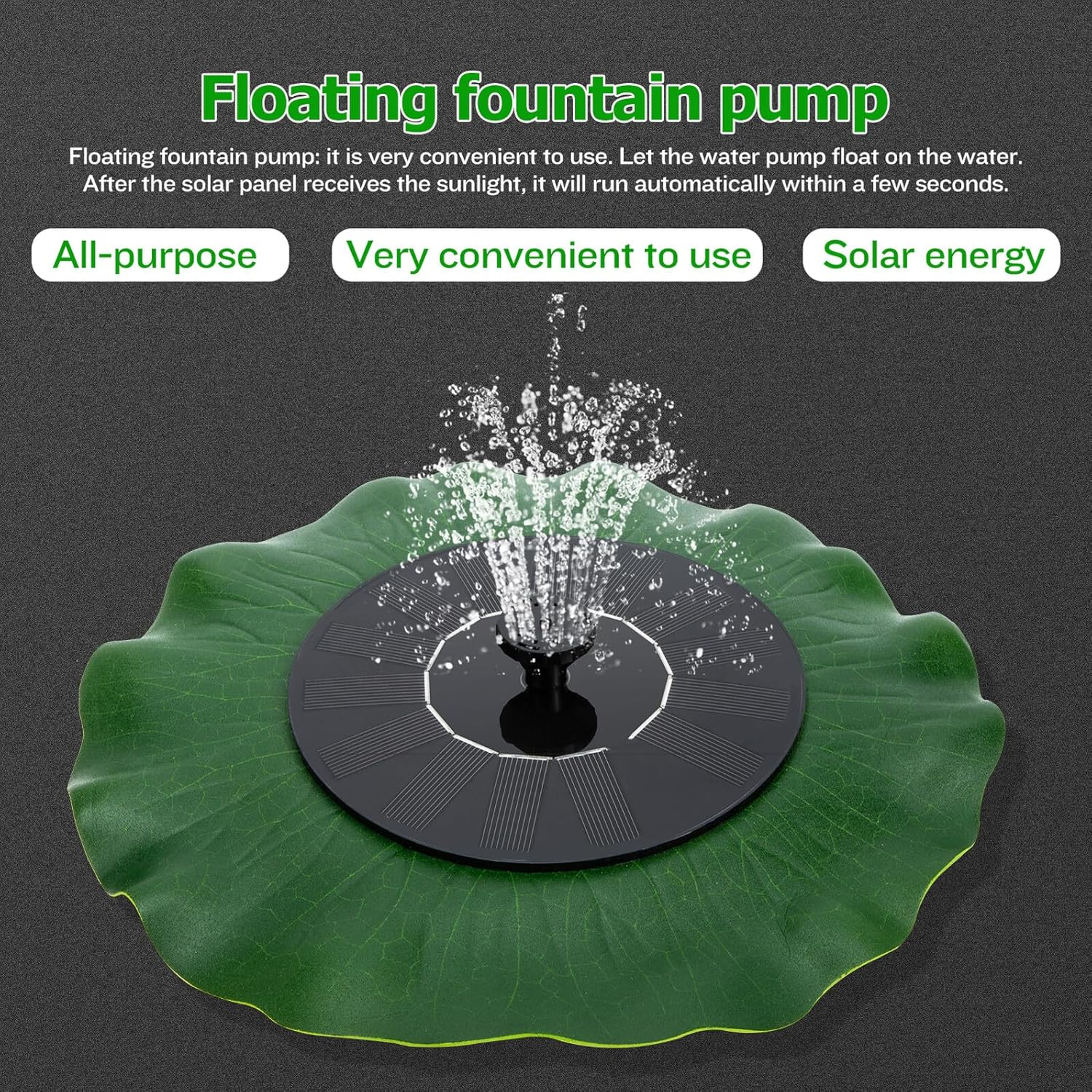 Solar Powered Sprinkler Fountain Kit for Outdoor Garden Floating Water Fountain with Efficient Solar Panel Automatic Circulating Pump for Bird Bath and Fish Water Garden image number 1
