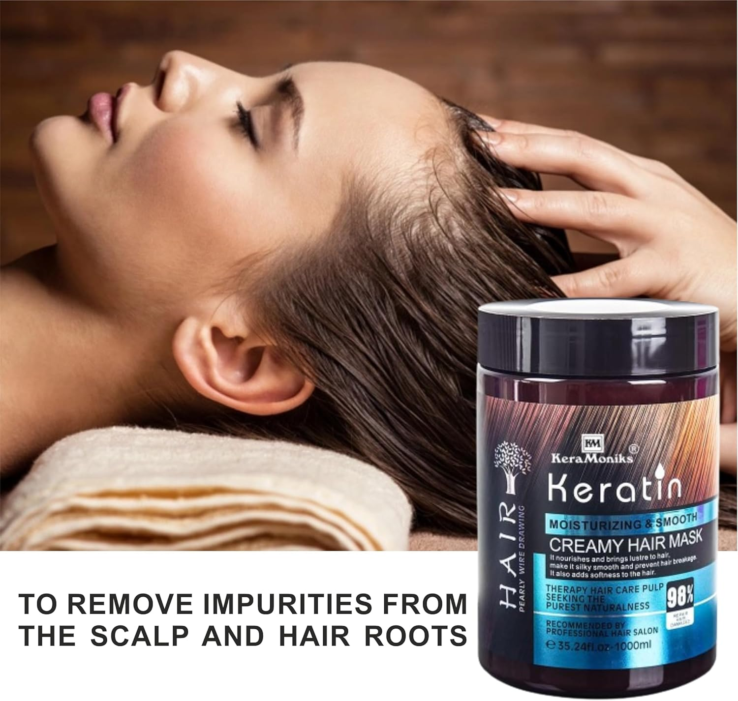 Keramoniks Professional Keratin Hair Mask 1000Ml - for Intense Damaged Hair Repair - like Salon Spa - for Dry & Damaged Hair image number 5