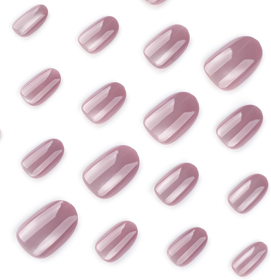 24 PCS Glitter Cat Eyes Press on Nails,Oval False Nails Glossy Short Fake Nails Full Cover Stick on Nails for Women and Girls image number 4