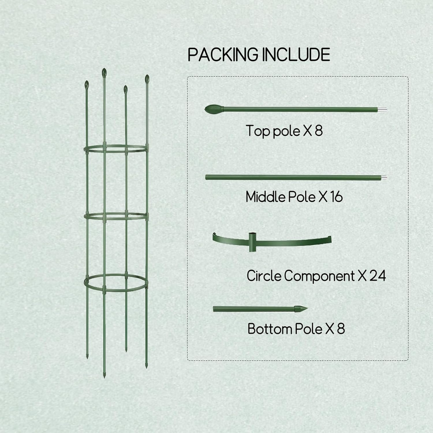 2 Packages Plant Rack, Tomato Cage, Tomato Rack up to 54.5 Inches Adjustable Height for Growing Tomato Plants, Potted Green, Climbing Vegetable Plants (2) image number 6
