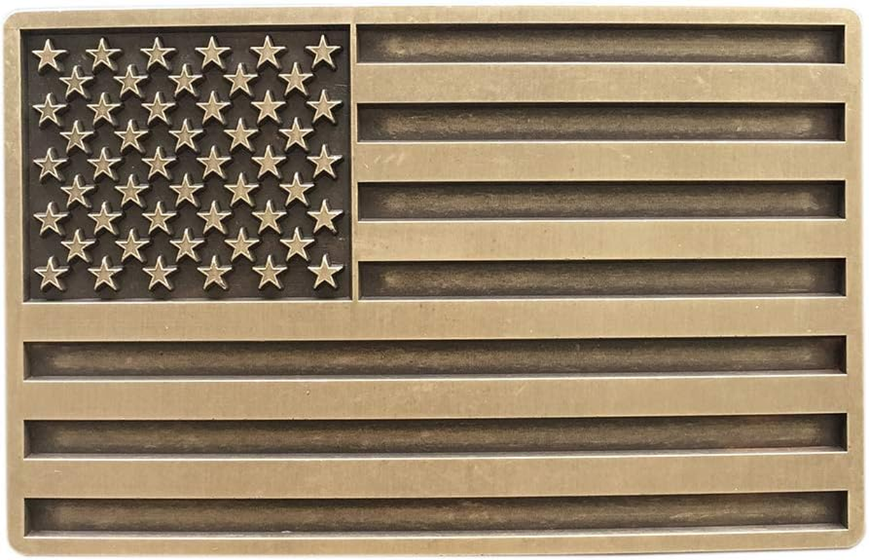 Vintage Bronze Plated American USA Flag Belt Buckle for Men image number 6