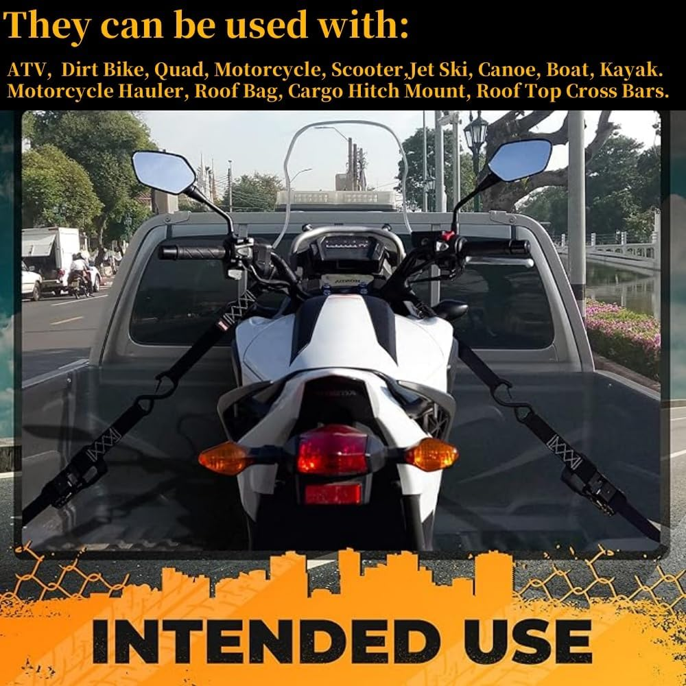 Soft Loop Tie down Straps, 4Pack Heavy Duty Tie down Loops for Securing ATV, UTV, Motorcycles, Scooters, Dirt Bikes Equipment Black Soft Loops Black image number 1