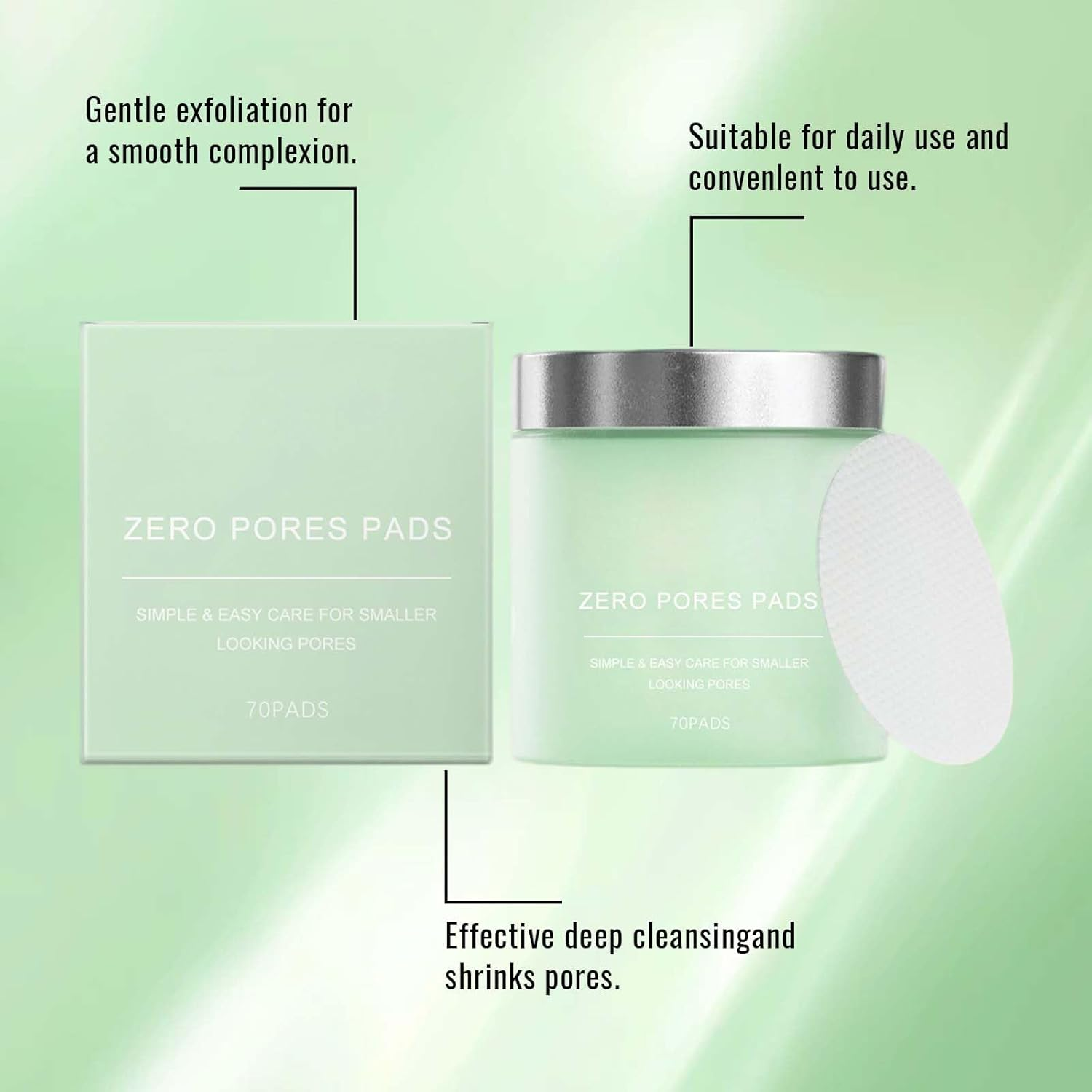 Depehelp Zero Pore Pads, Dual-Textured Facial Toner Pads with Facial Roller, Gentle Exfoliation for Pore Minimizing, Oil & Blackhead Reduction, for All Skin image number 3