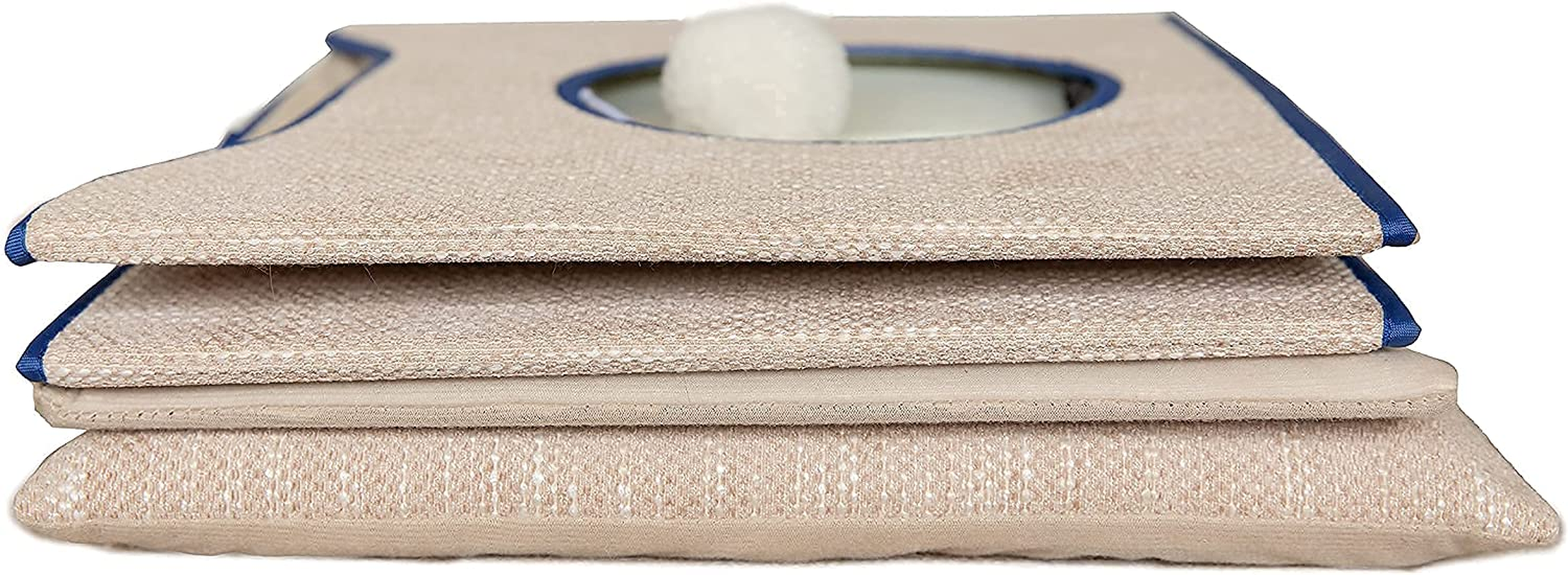 Cat Cube Pet Bed Indoor House for Cats Small Dogs Flatpack Easy to Assemble Has a Dark Blue Trim 2 Soft Toys Included a Mouse and Ball from Paton Pets Australia image number 2