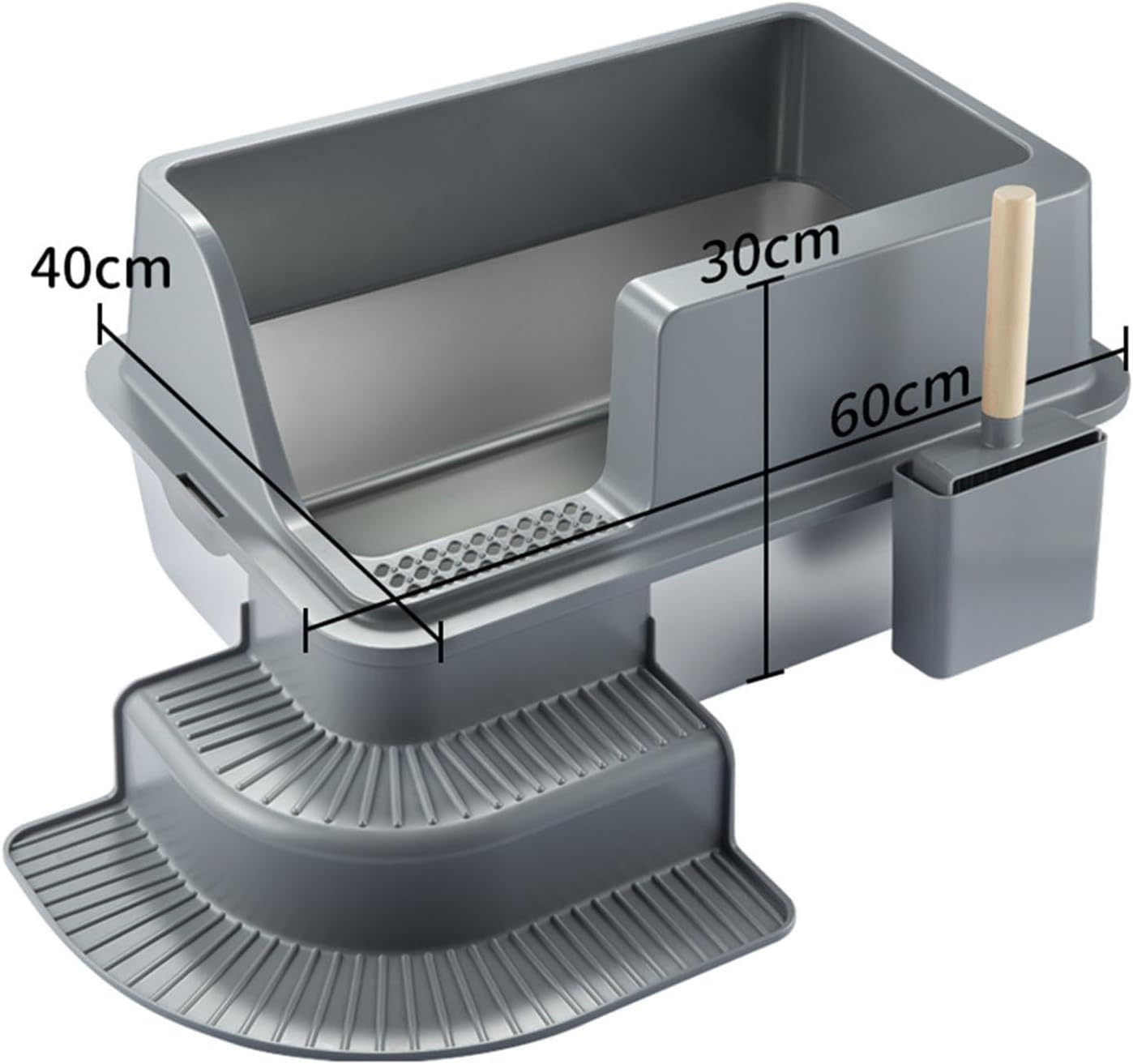 STARTIST Stainless Steel Cat Litter Box Cat Litter Tray with Step for Big Cats Easy to Clean Cats Litter Basin Lowered Front Cat Toilet