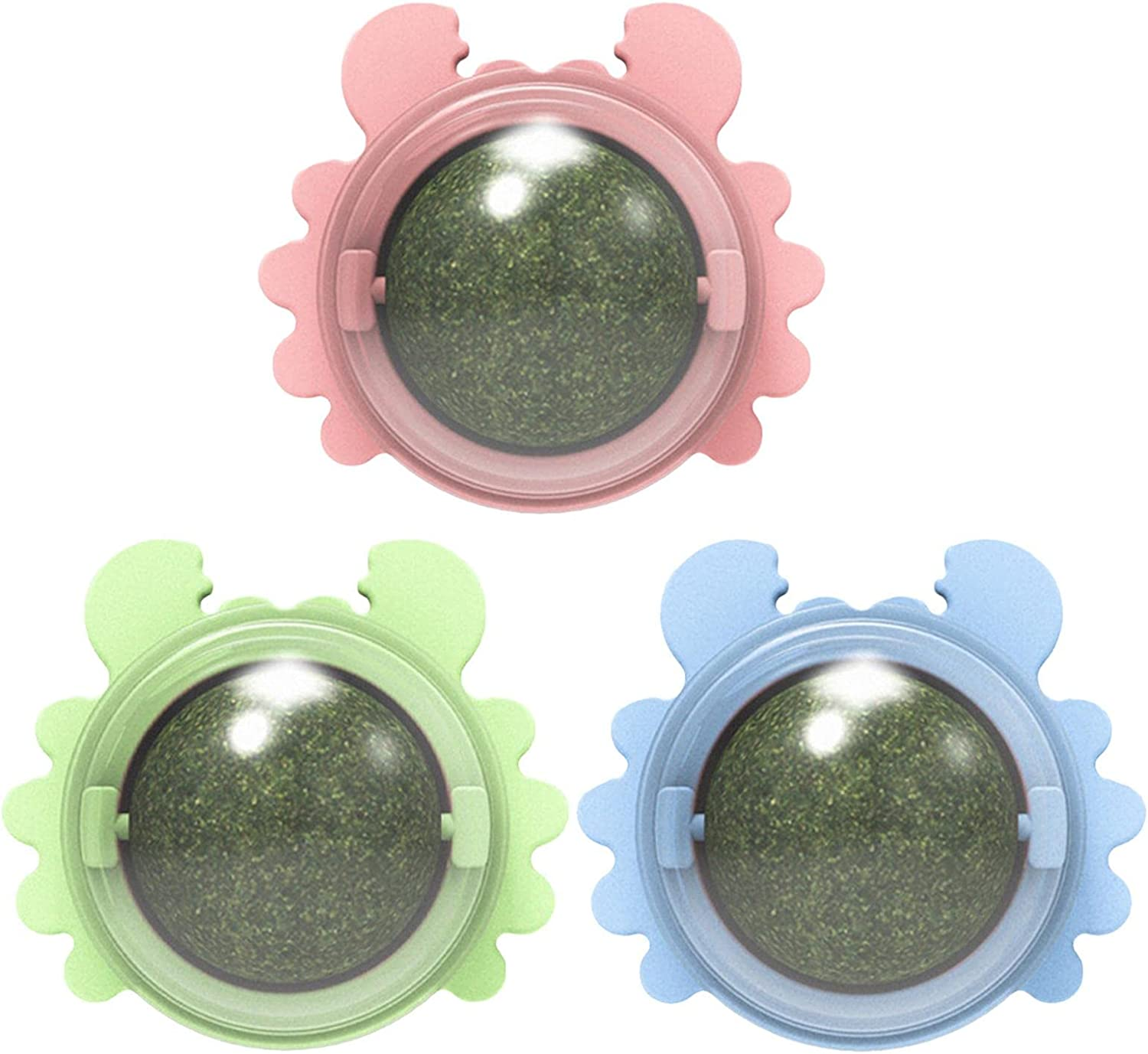 Cat Catnip, 3Pcs Crab Shape Rotating Ball Molar Teeth Kitten Chew Toy Teeth Cleaning Ball Posted to Wall Happy Interactive Toy Cat Supplies image number 6