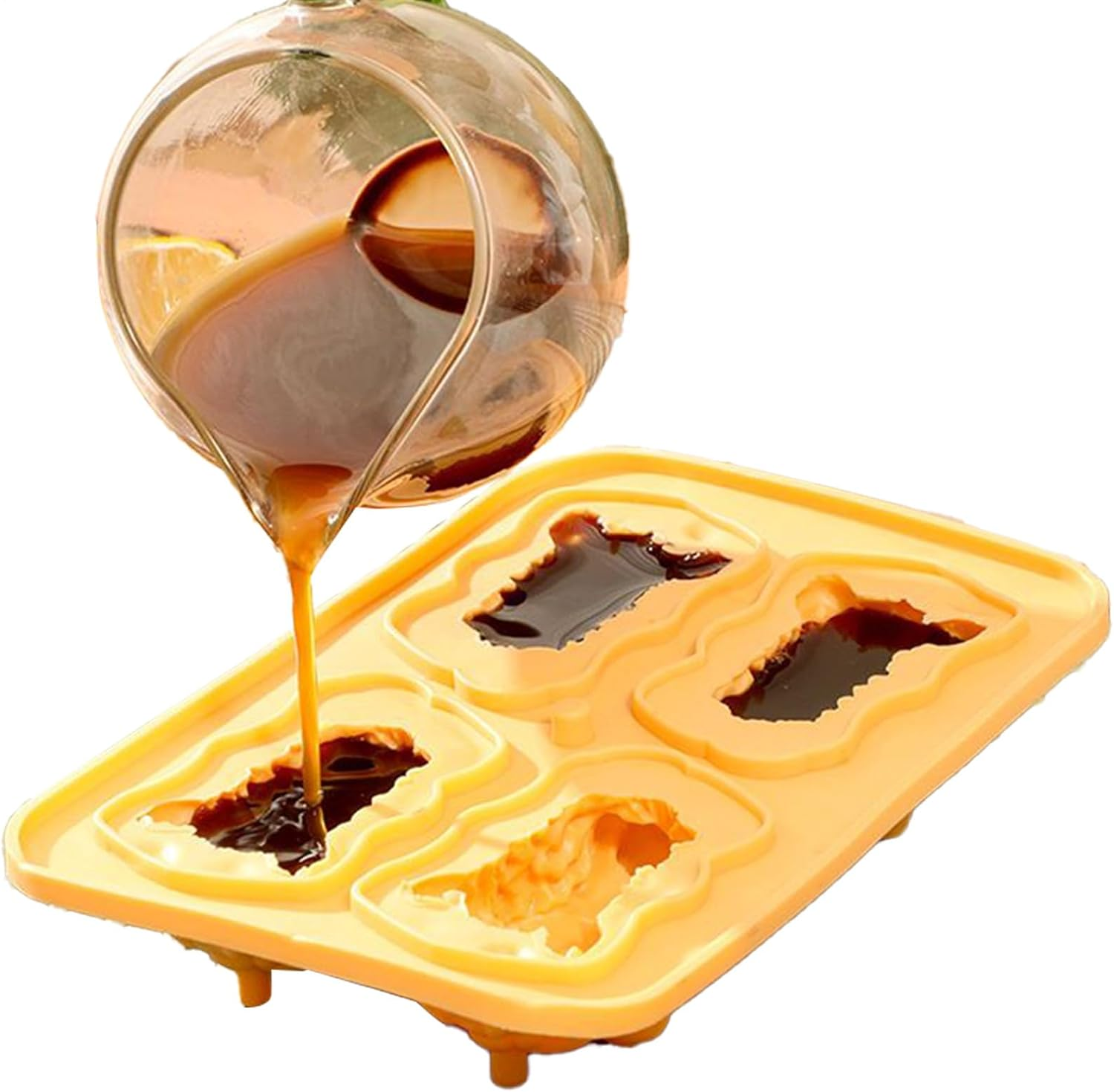 Ice Molds for Cocktails, 3D Lion Ice Molds Silicone, Easy Release 4-Grid Cube Maker Tool, Kitchen Gadgets for Cocktails Drinks Juice Coffee Bourbon image number 3