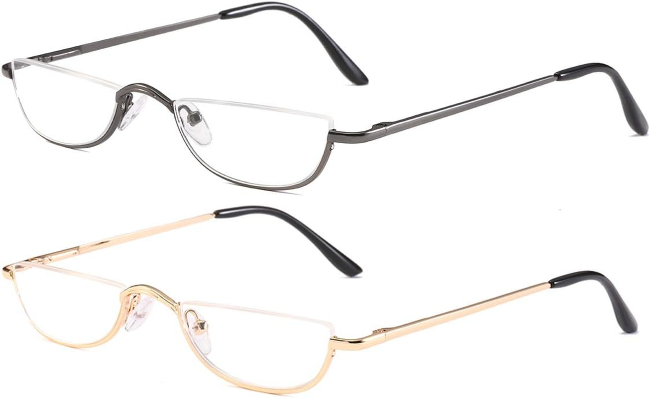 Half Frame Reading Glasses - Half Moon Readers with Spring Hinge for Women Men