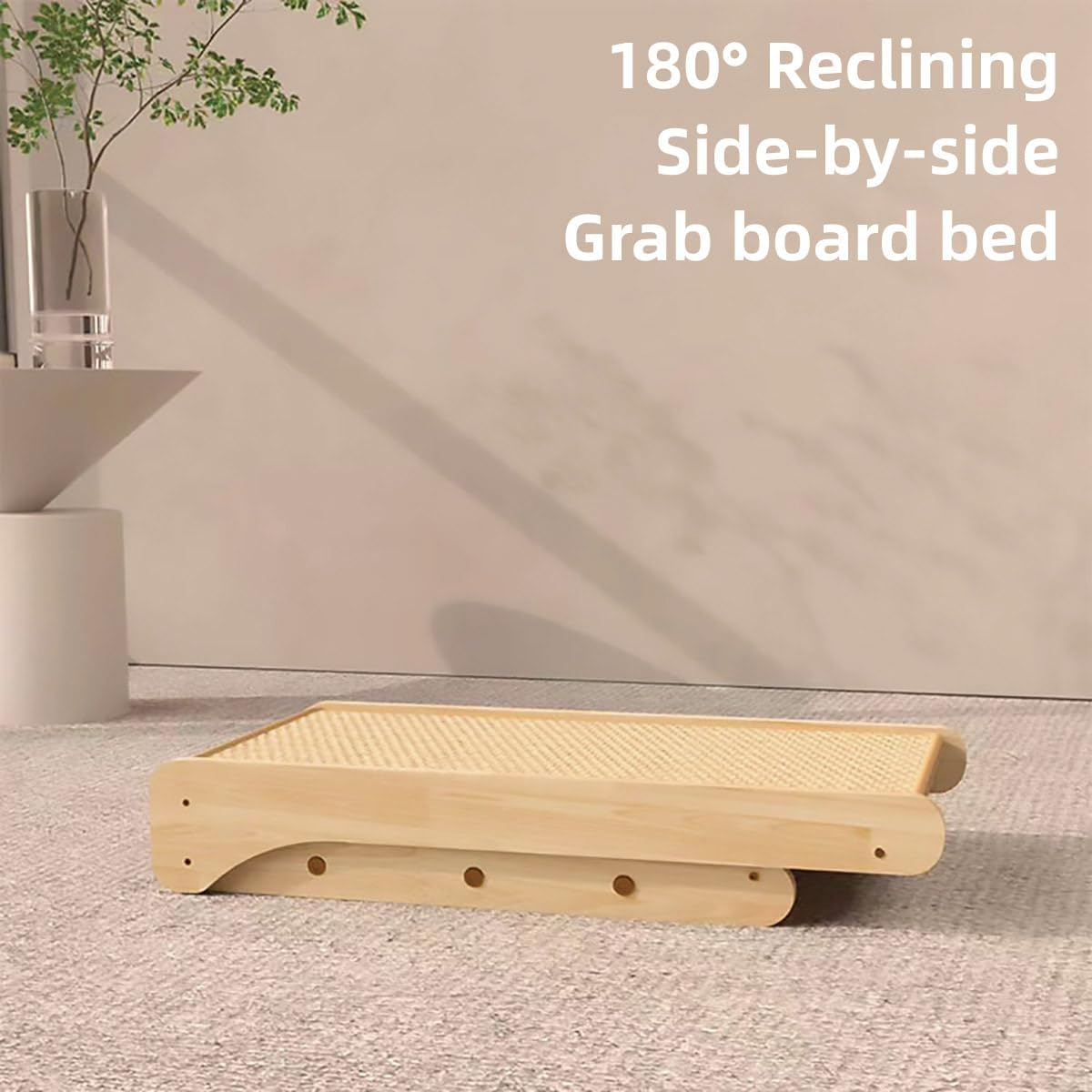 AIMALL Wooden Cat Scratching Board with Sisal Pad, 19.3X10.2X17.7In Wear-Resistant Cat Climbing Frame and Nest, Space-Saving Natural Wood Colour Interactive Cat Toy for Indoor Cats