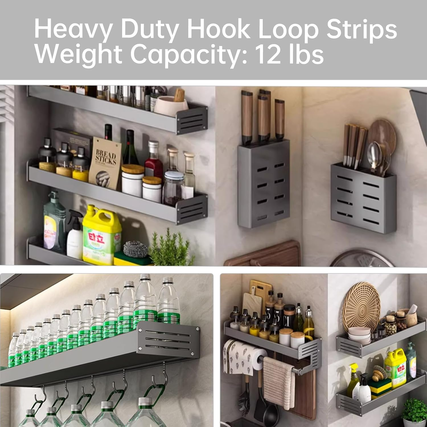 14Pcs Double Sided Sticky Strips,Double Sided Tape,Hook and Loop Strips with Adhesive - Black-14Pcs image number 3