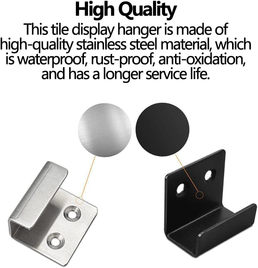 8Pcs Stainless Steel Tile Display Hanger, Heavy Duty Bracket Wall Hanger Fastener Bracket Wall Hook Picture Hooks image number 3