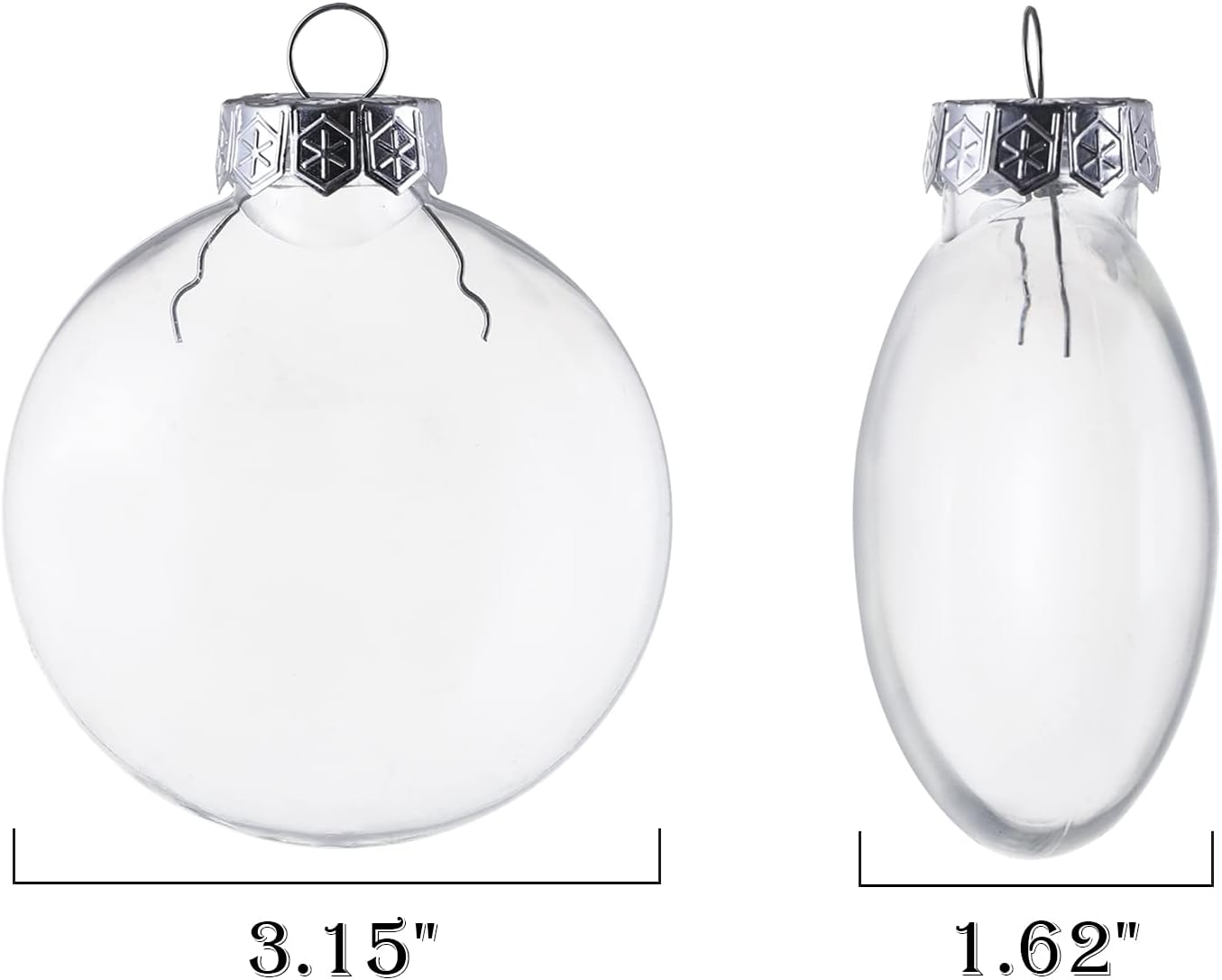Kingrol 15 Pack Ornament Discs, 3.15 Inch Clear Plastic Fillable Ornament Ball for DIY Craft Projects, Christmas, Wedding, Party, Home Decor