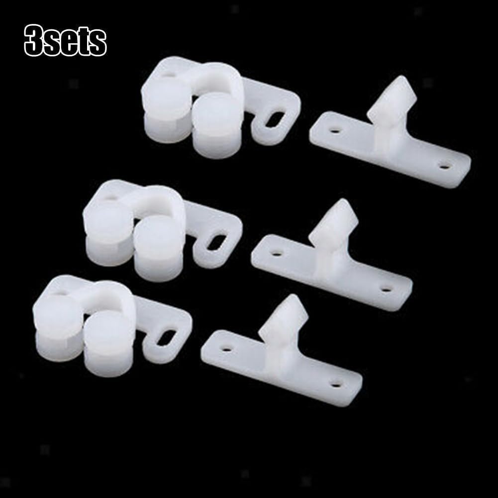3Pcs White Marine Boat Ball Catch Door Cupboard Spring Back Plates Roller Latch Plastic Catches Cabinet Hardware, Cabinet and Furniture Door Catches image number 4