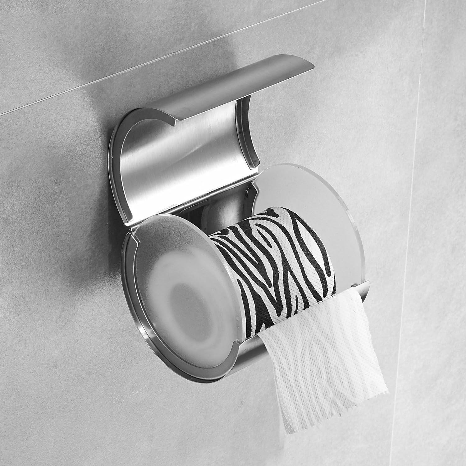 Junsun Modern Toilet Paper Holder round Tissue Paper Roll Holder Waterproof Wall Mounted -Stainless Steel, Brushed Nickel image number 2