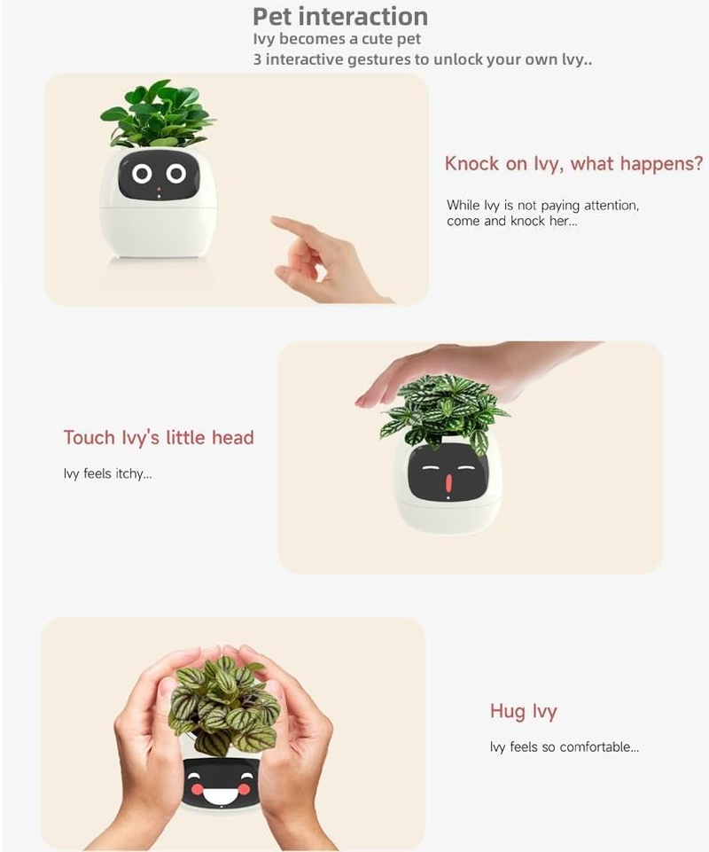 Smart Flowerpot with AI Planter, Multiple Expressions, 7 Sensors, and Chips - Intelligent Pet Planter for Easy and Fun Plant Raising in Living Room (Green, Plant-Free) image number 1