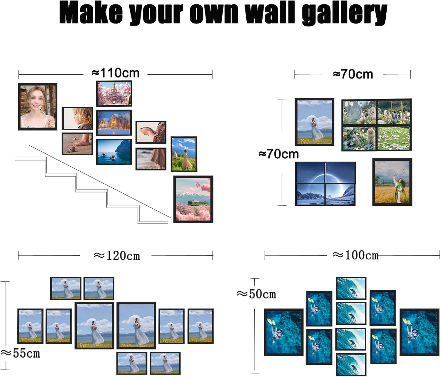 FALAZAR 10 Pack Picture Frames Collage Wall Decor, Photo Gallery Frame Set for Wall Mounting or Tabletop Display, Multi Sizes Including 2Pcs 8X10, 4Pcs 5X7, 4Pcs 4X6, Black