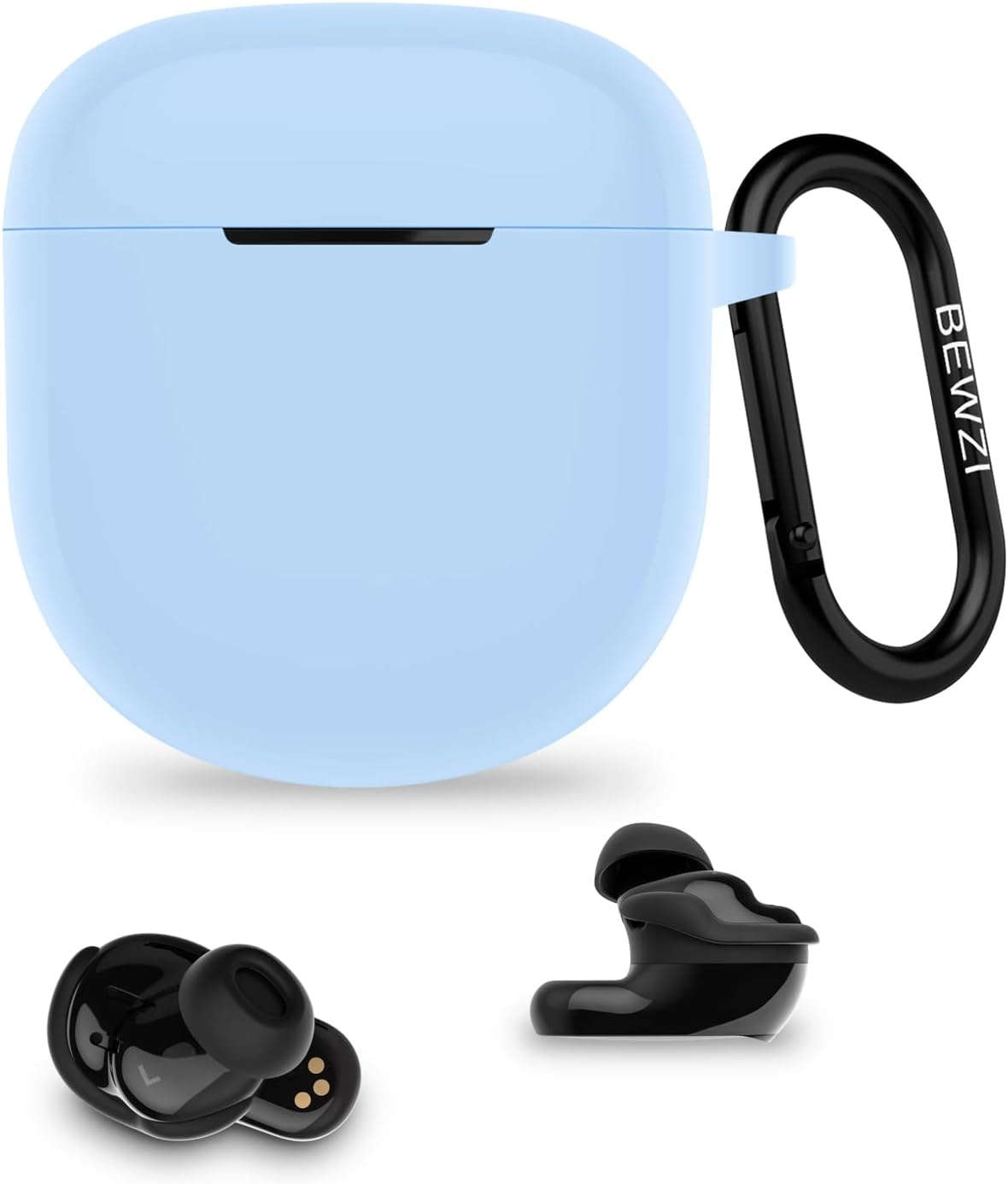 BEWZI for Bose Quietcomfort Ultra Earbuds/Quietcomfort Earbuds 2 Case Cover with Hook Vogue Simple Style Super Thick Soft Protective Case for Bose Quietcomfort Ultra Case (Black)