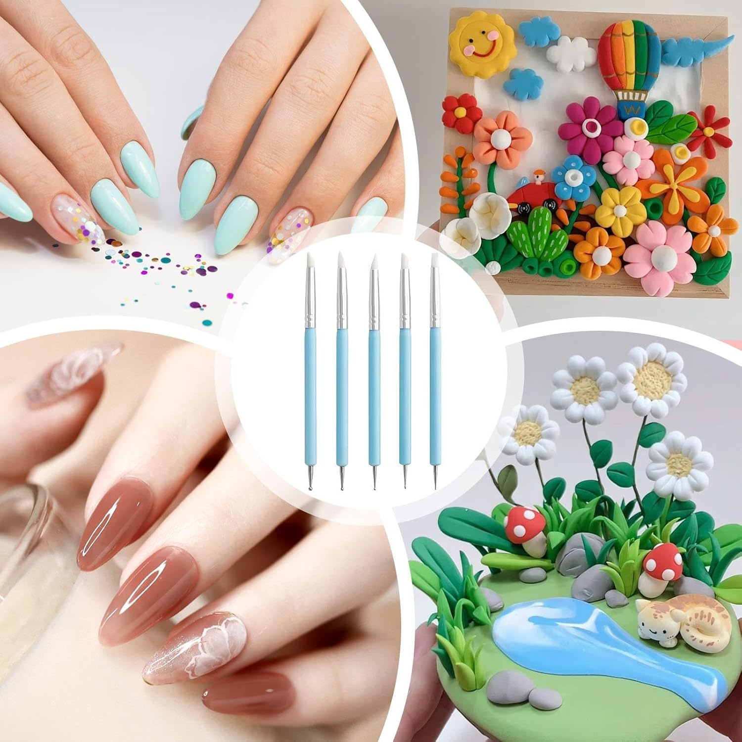 Clay Sculpting Tools, Double Tipped Nail Pen Silicone Clay Sculpting Tools - Ceramic & Pottery Pens, Beauty & Personal Care for Birthdays, Holidays, Housewarming image number 3