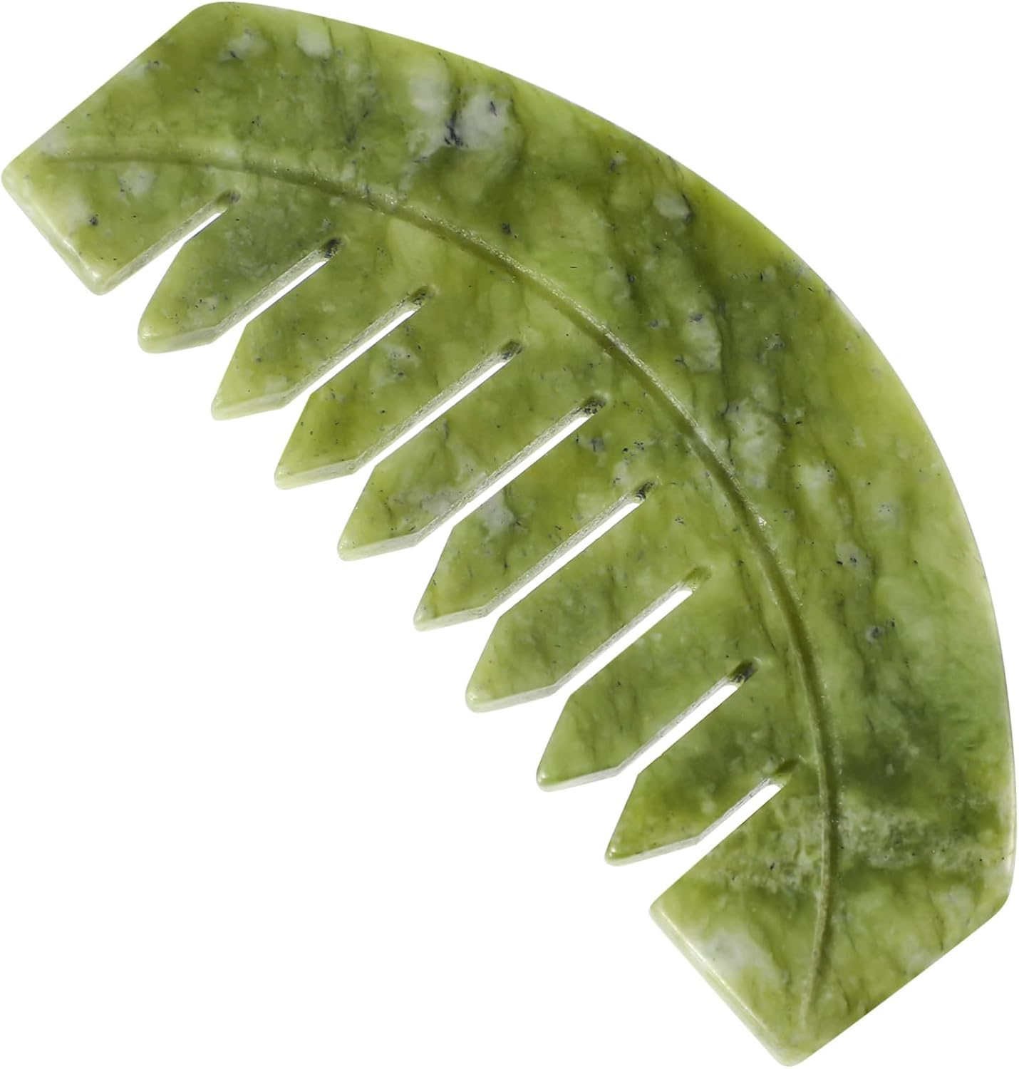 BATHVEVE Portable Jade Hair Comb for Scalp Massage Lightweight Natural Xiuyan Jade Scraping Tool with Smooth Edges Relaxing Head Massage Comb for Home and Travel Use
