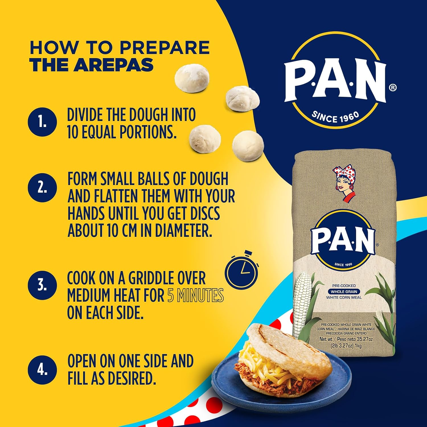 PAN Whole Grain White Corn Meal 1 Kg image number 4