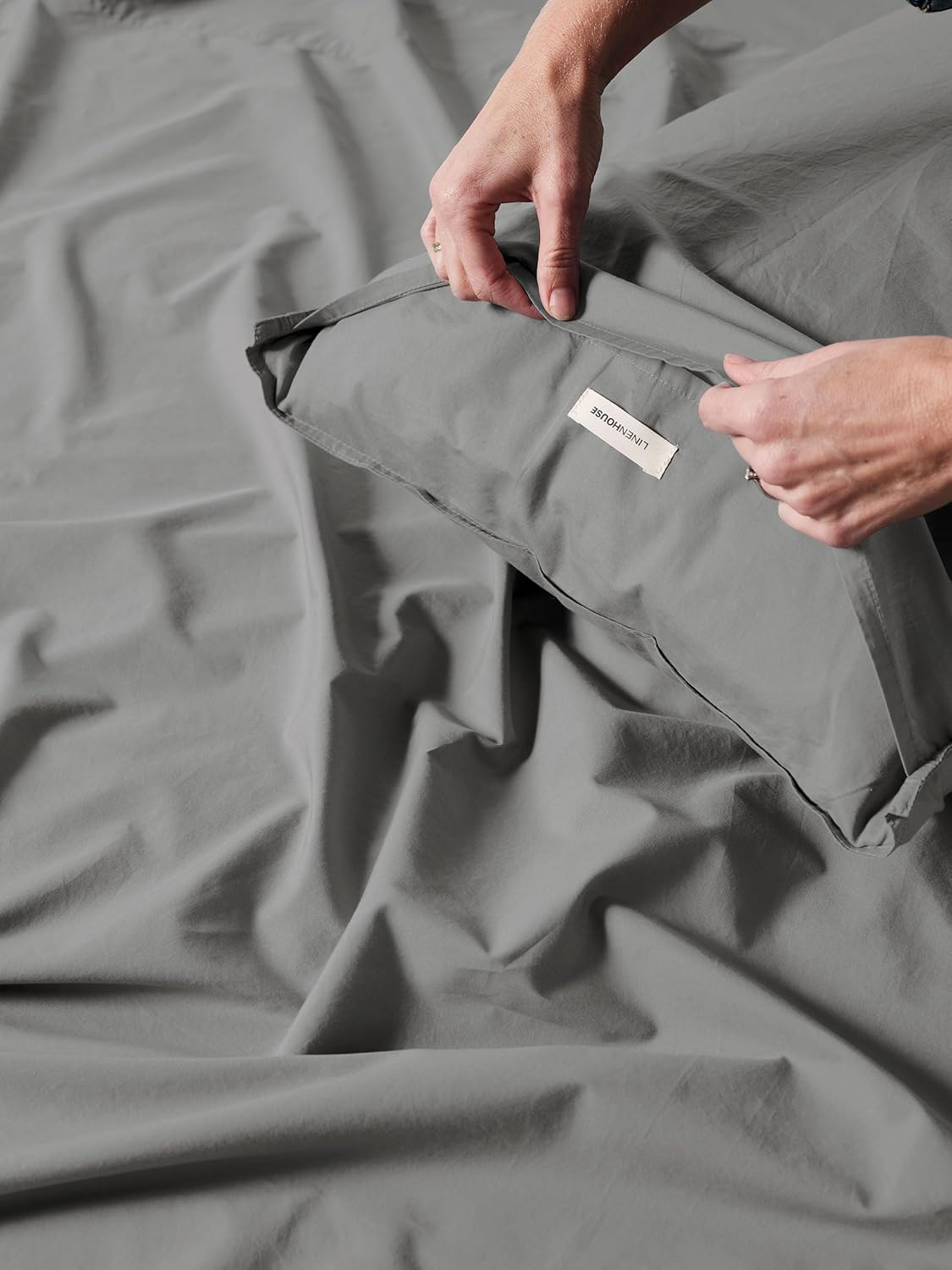 Linen House Terra Bed Sheet Set, Steel, Double Bed