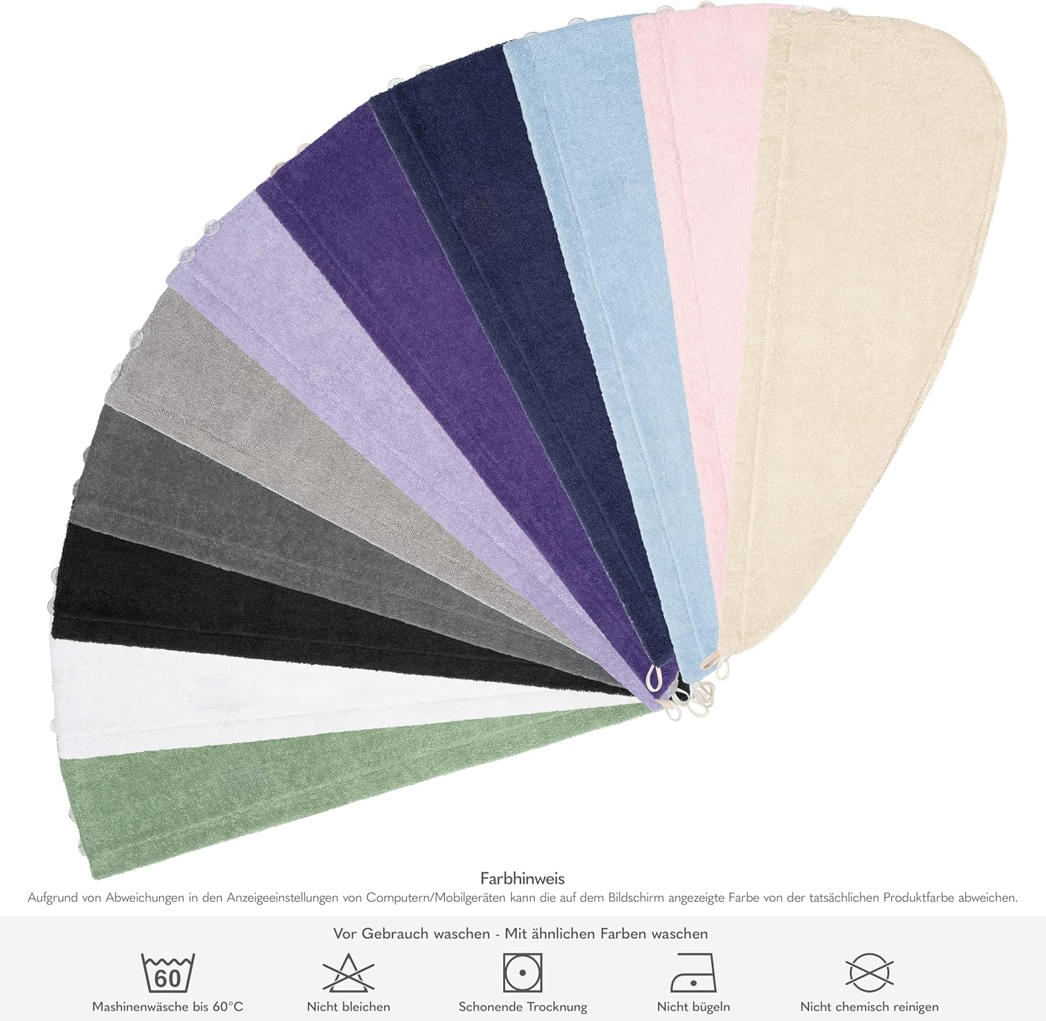 Hammetex 100% Cotton Women'S Hair Towels, Pack of 2, Fluffy, Quick Absorbent, Quick-Drying Hair Turban Hair Towels with Button, Black image number 6