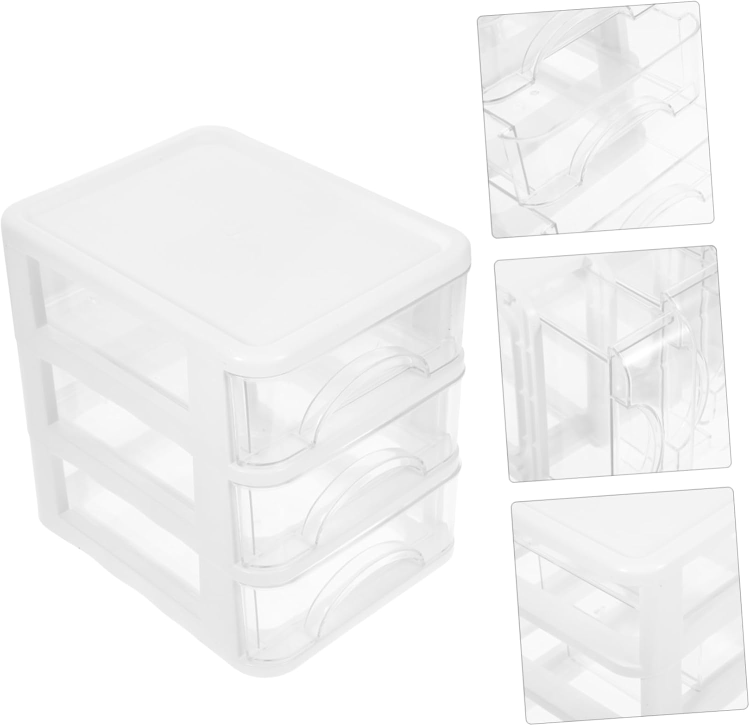 COMPUKAS Desk Organizer with 3-Layer Drawers White Plastic Desktop Storage Box Multi-Function Stationery Organizer for Office and Home Use image number 6