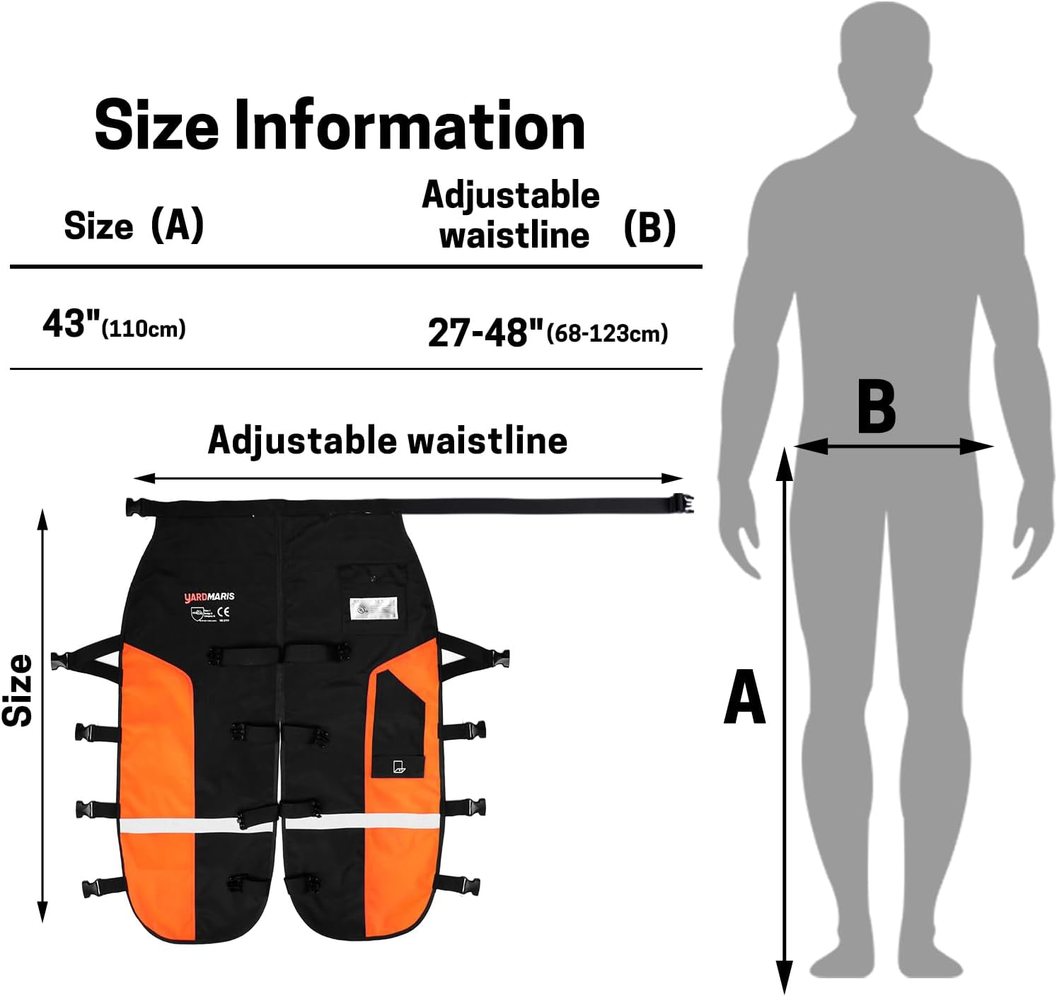 Chainsaw Chaps, Heavy Duty Chainsaw Protective Apron with Adjustable Belt and Pocket, Forestry Chainsaw Safety Gear One Size Fits All