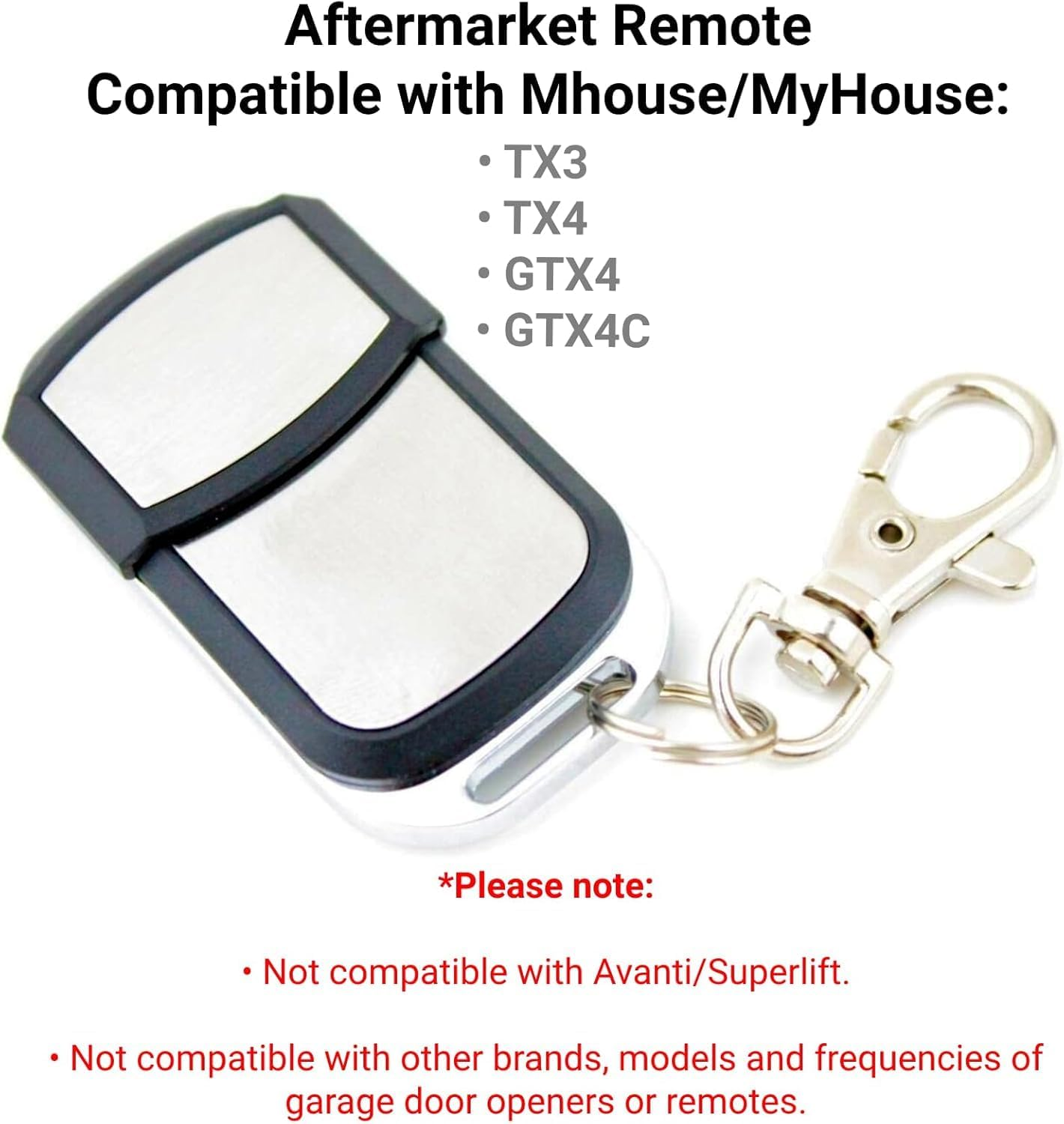 Mhouse/Myhouse Door Gate Remote Control Compatible TX4 TX3 GTX4 433.92Mhz