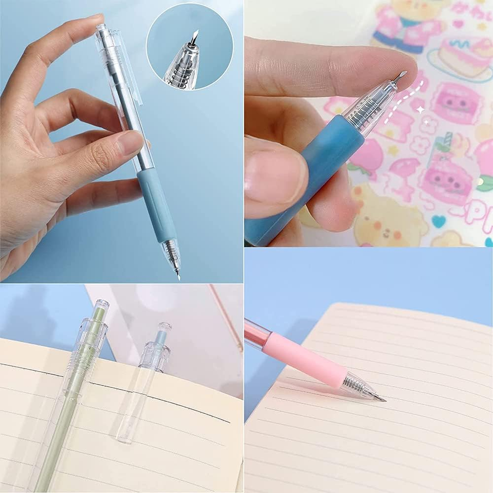 6Pc Knife Pen Craft Cutting Tools, Pen Knife for Crafts, Creative Retractable Hobby Knife Pen, Exacto Knife Pen Cute, Thin Blade for Art Paper Scrapbook, Paper Pen Cutter, Pen Cutter Tool image number 4