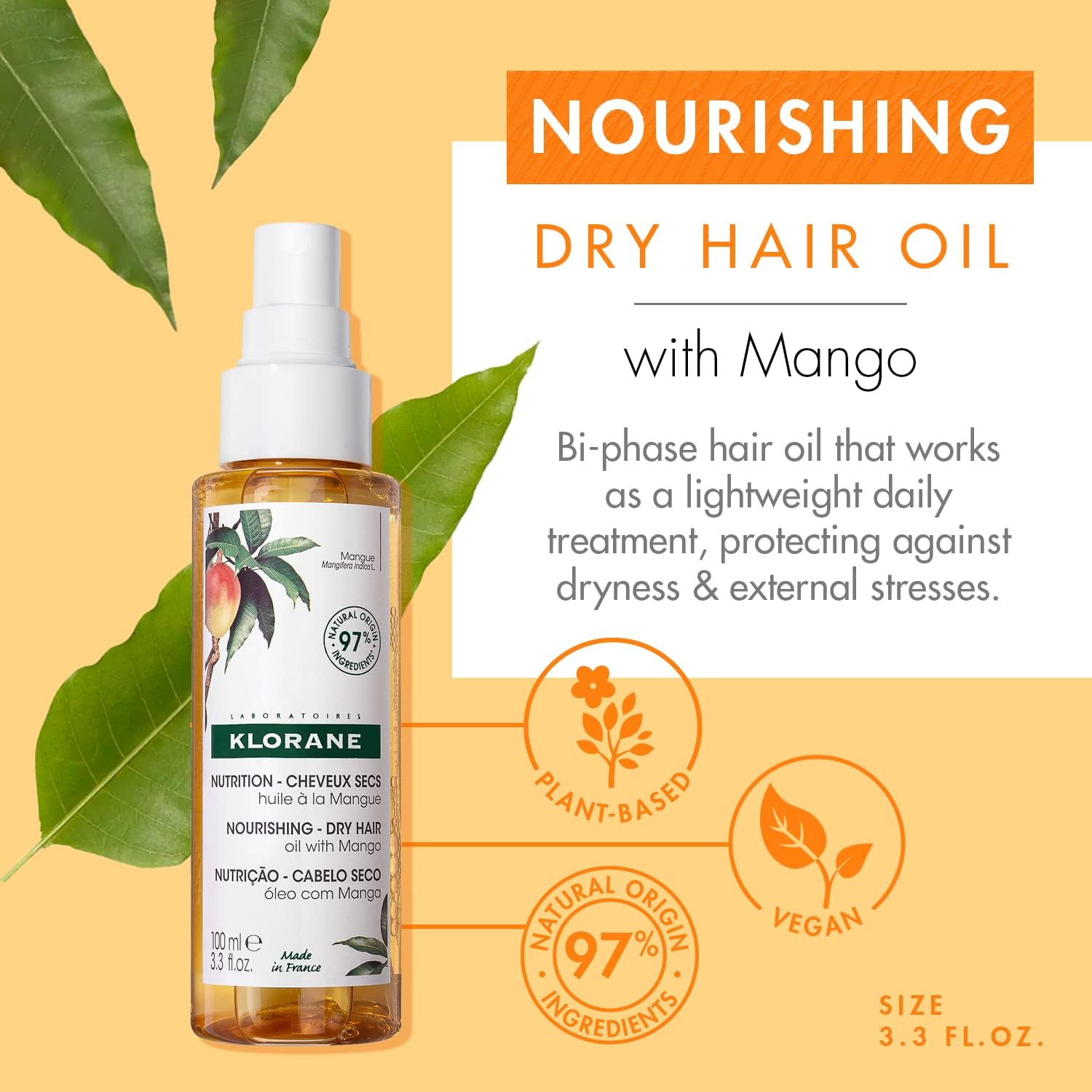KLORANE Mangue Nourishing Oil with Mango BIO 100Ml image number 5