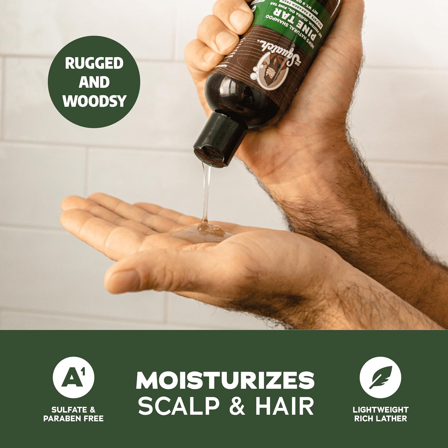 Dr. Squatch Pine Tar Men'S Shampoo + Conditioner Hair Bundle - Keeps Hair Looking Full, Healthy, Hydrated image number 2