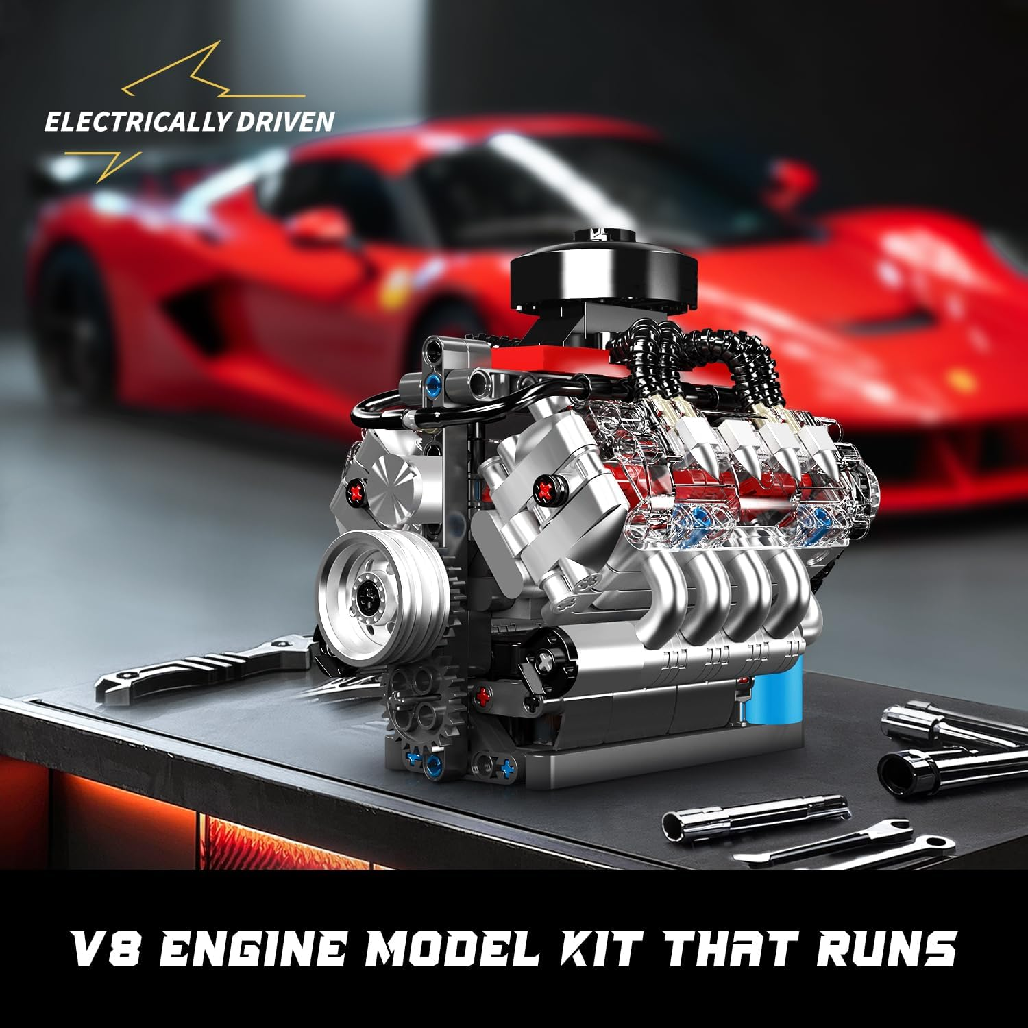 Mould King 10171 Technik V8 Engine Model Building Kit - 487 PCS to Build Your Own Mini Engine That Works - DIY STEM Project for Teens, MOC Hobby Building Blocks Kit for Adults image number 4