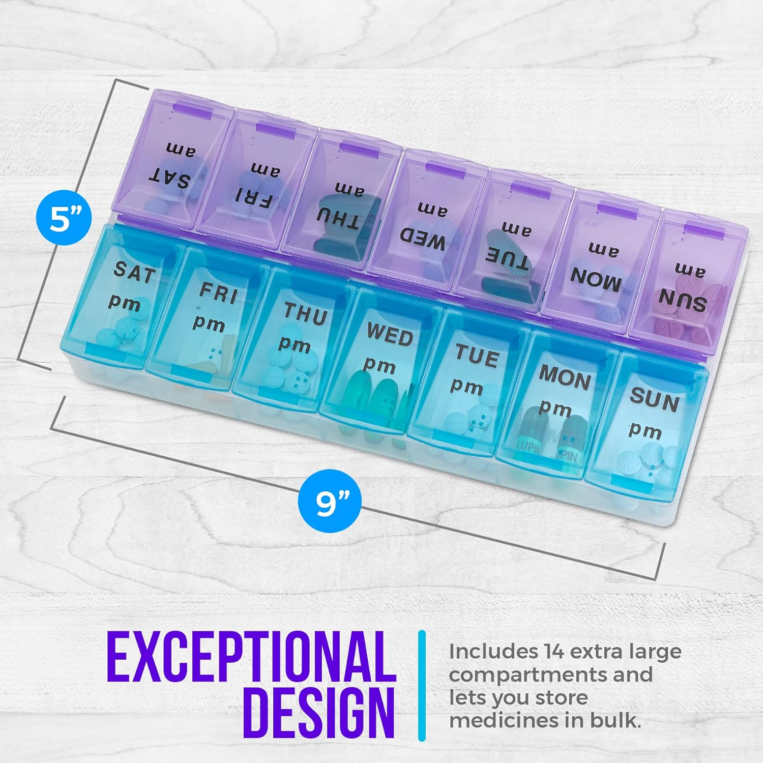 Medca Weekly Pill Organizer, Twice-A-Day, 1 Pill Organizer Extra Large image number 3