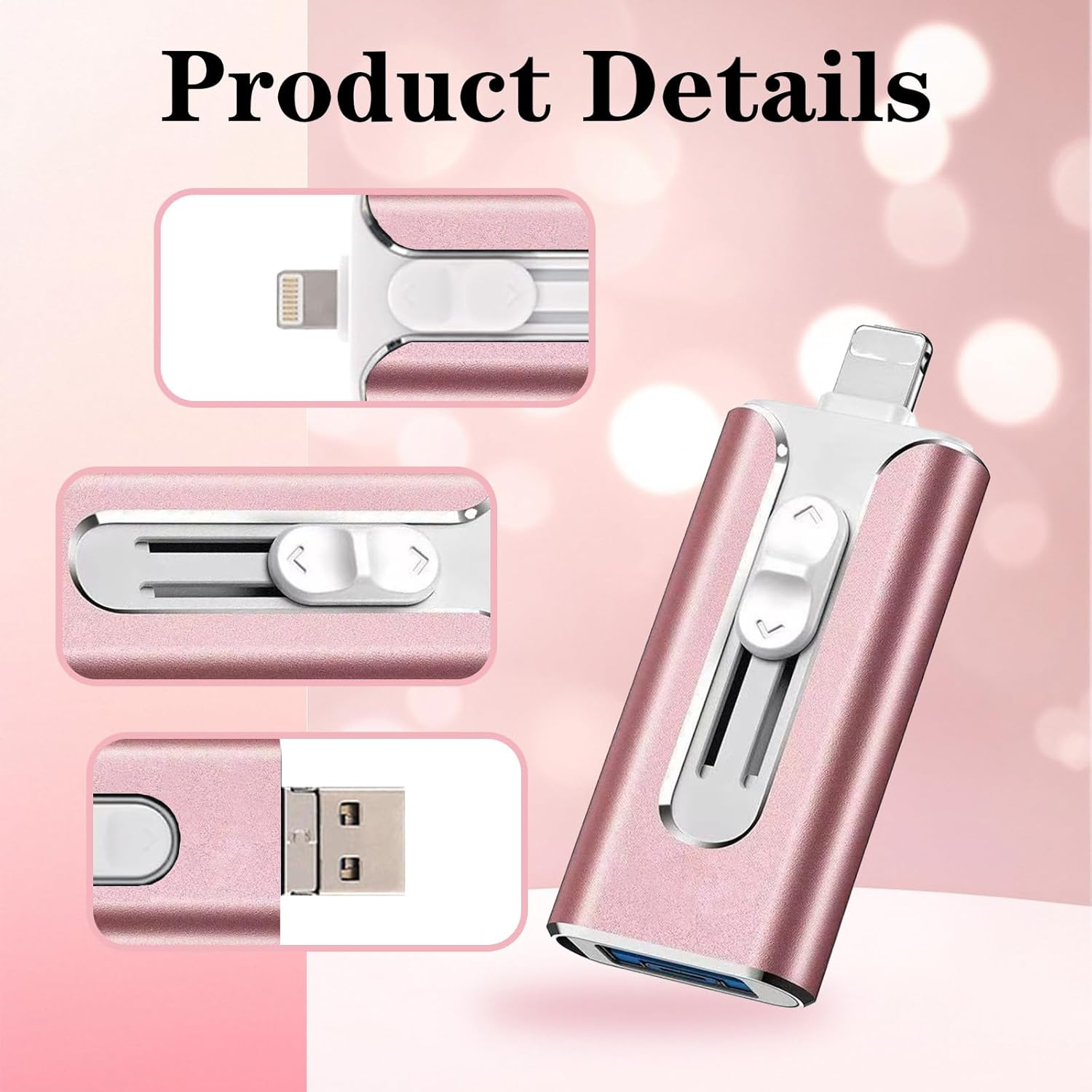 1Pcs 2TB USB Flash Drive, Multi-Functional 4-In-1 High-Speed Transfer Memory Stick, USB Stick,Photo Stick， for Easy Storage of Photos and Data, Compatible with Iphone/Ipad/Android/Pc Universal image number 5