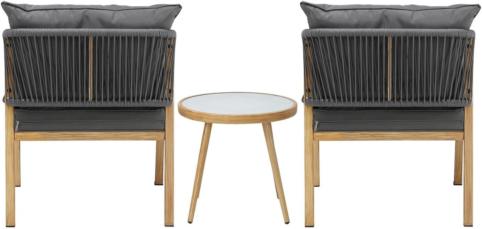 Livsip 3Pcs Outdoor Table and Chairs Patio Garden Outdoor Furniture Bistro Set with Cushion image number 6