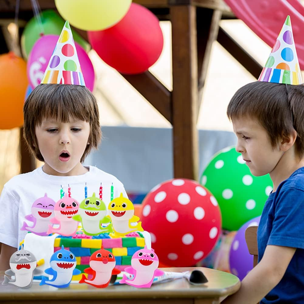 Shark Birthday Decoration Set Shark Cake Topper Shark Figures Cake Party Accessories Cute Shark Family Party Cake Decoration Supplies for Children Baby Shower Birthday Pack of 8