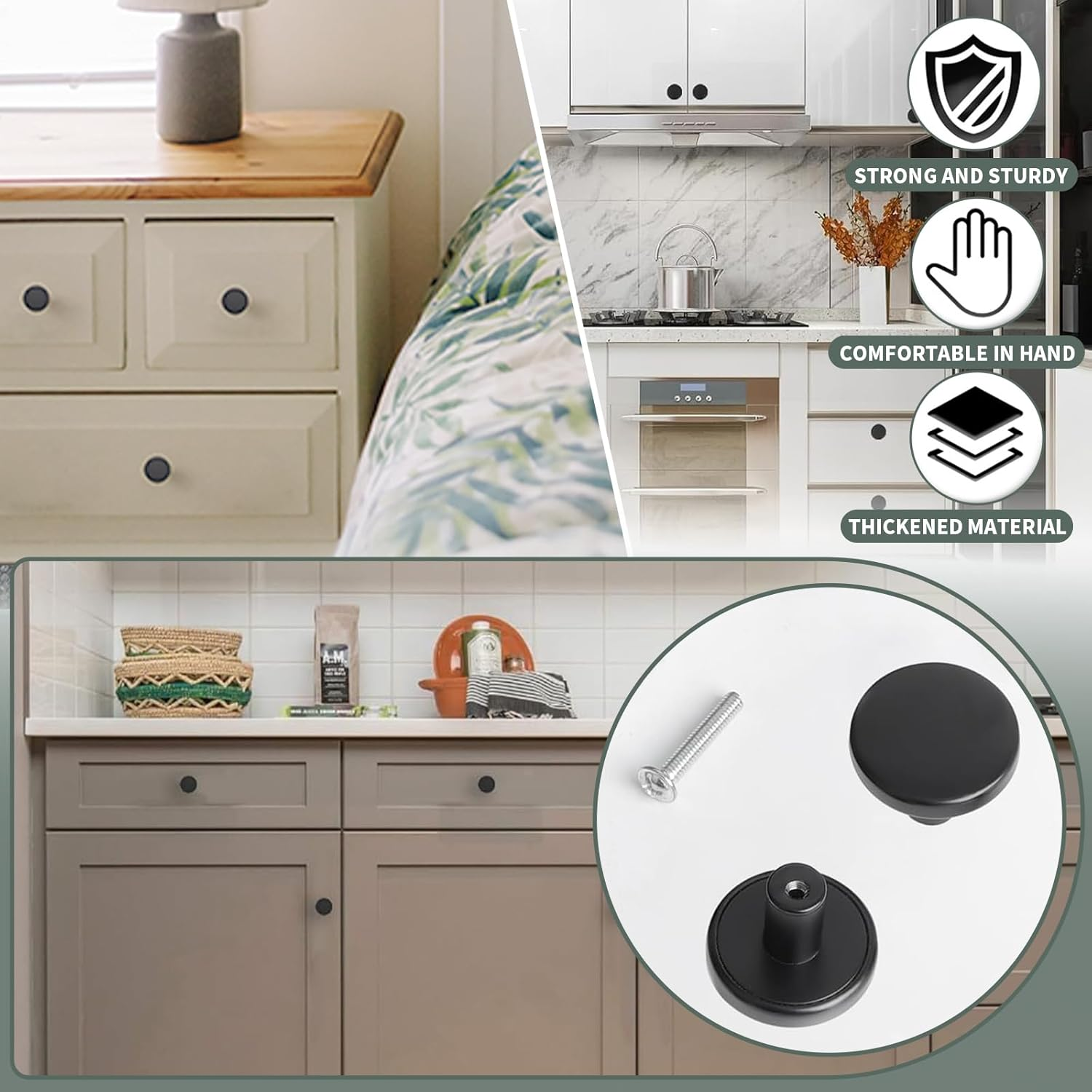 20 Pack Drawer Knobs with 2 Screwdrivers, Modern round Kitchen Cabinet Knobs & Dresser Pulls, Decorative Furniture Handles for Cabinets, Cupboards, Drawers, Durable Hardware for Home & Office (Silver) image number 3