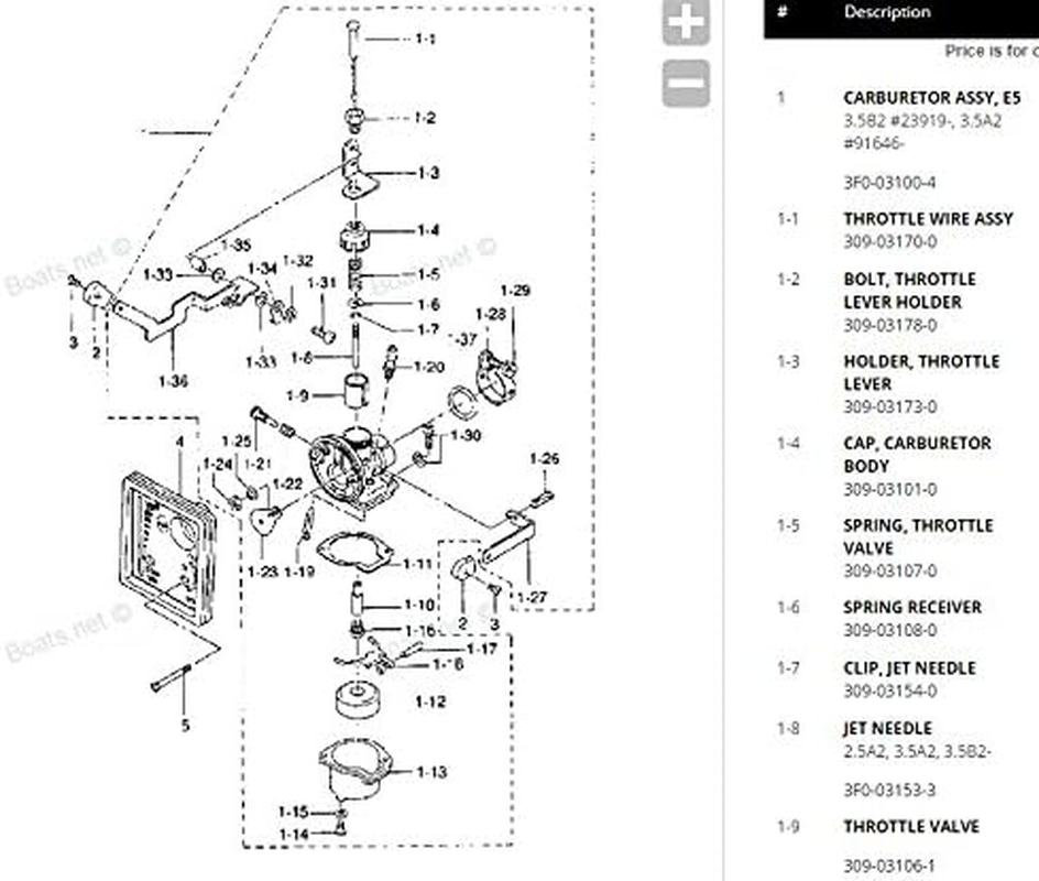 Outboard Engine 823040A4 823040T06 Carburetor for Mercury Mariner 3.3HP 2.5HP image number 1