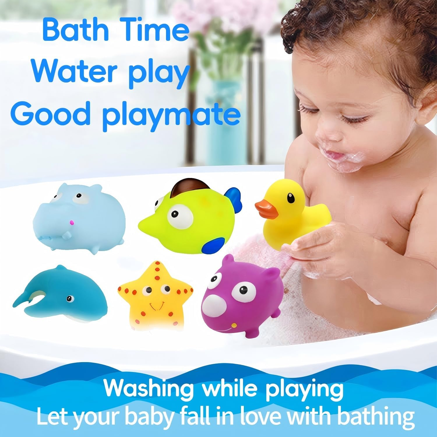 12Pcs Baby Bath Toys for Toddlers 1-3, Babies 6 9 12 18 Months Water Toys with Mold Free Stacking Cups, Kids Ocean Animal Bath Toys for Bathtub, Shower, Beach, Pool, Water Table, Infant Boy Girl Gifts image number 2