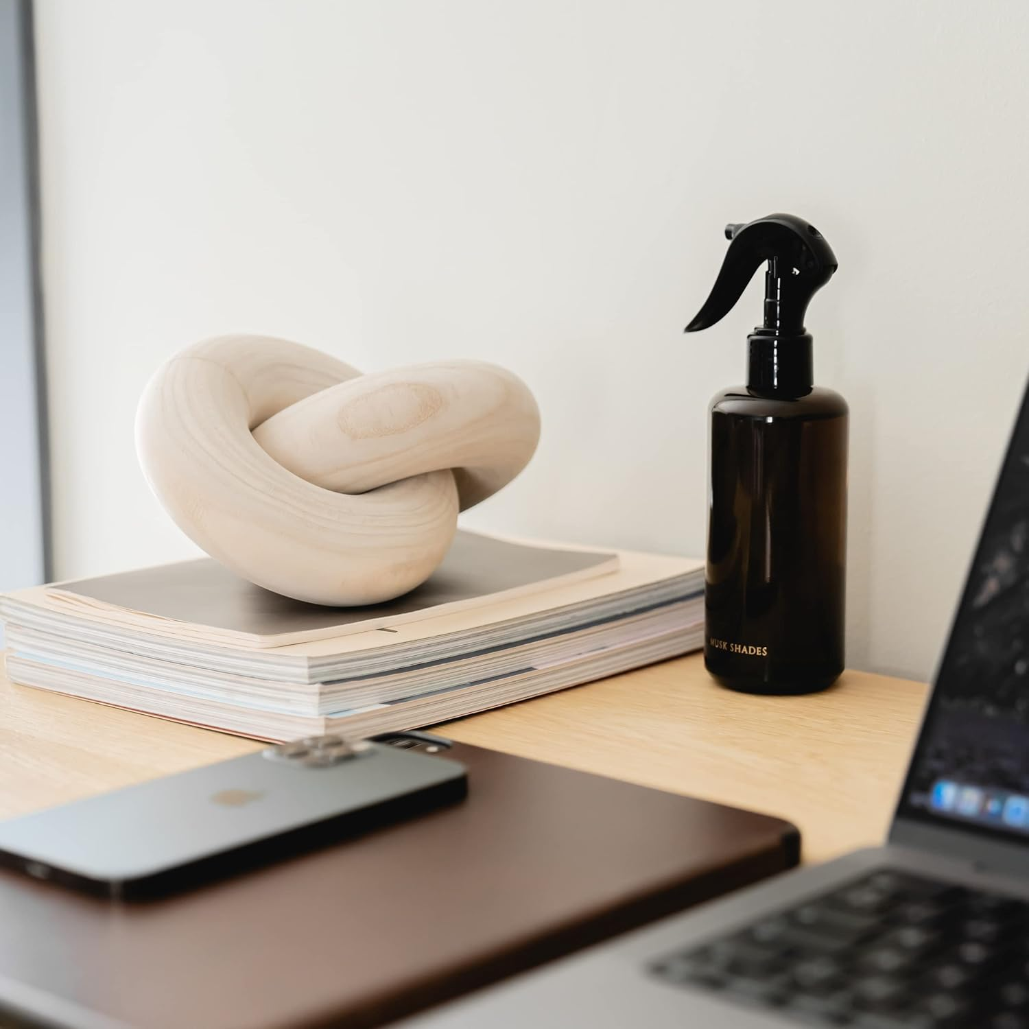 Wood Knot Decor Natural - Coffee Table Sculpture, Wood Chain Link Decor, Decorative Chain, Wooden Knot, Console Table Decoration Items, Shelf Decorations, Bookshelf Decorative Objects, Beige image number 5