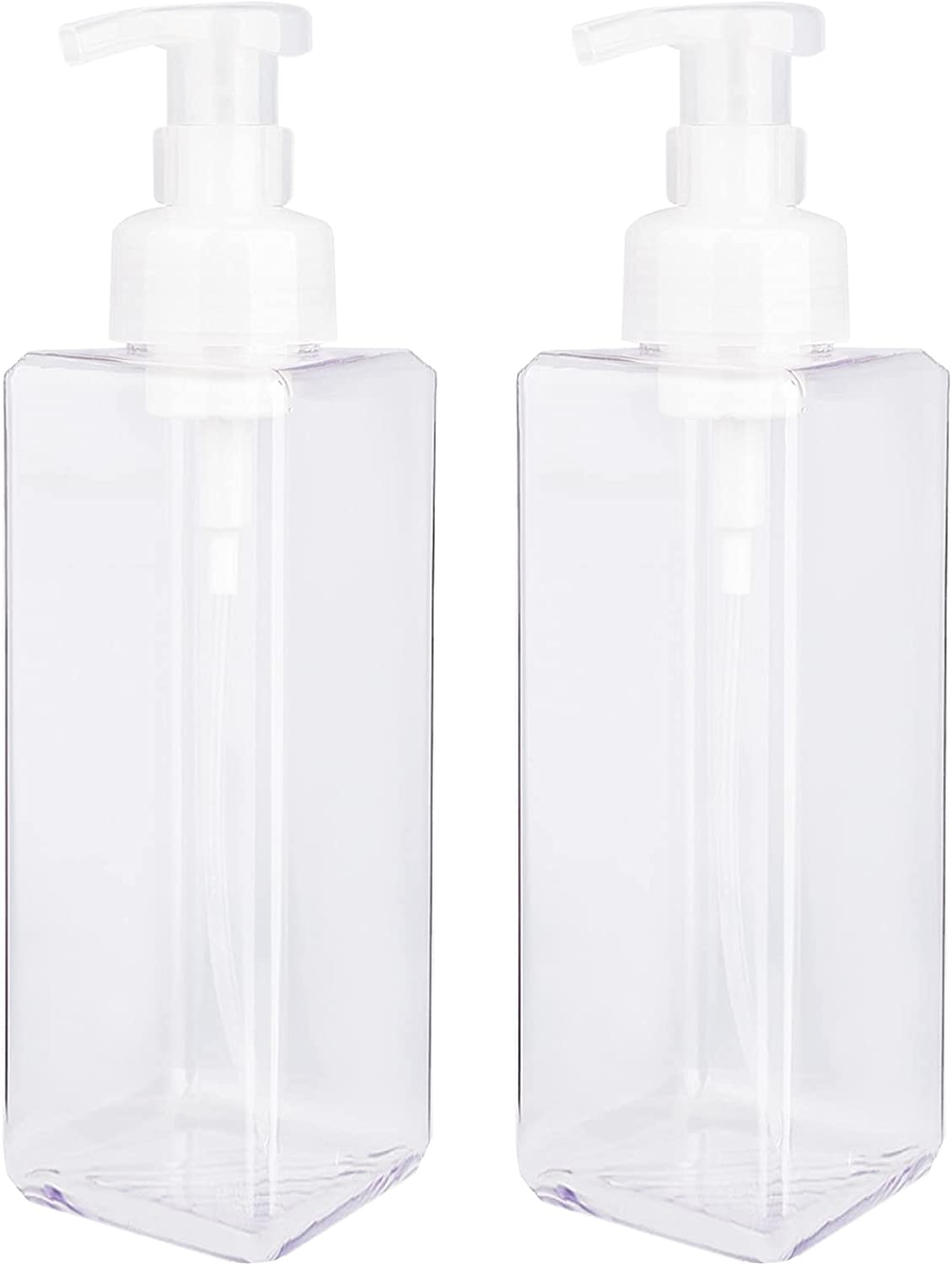 UUJOLY Foaming Soap Dispenser 1L (33.8Oz) Refillable Plastic Pump Bottle for Liquid Soap, Shampoo, Body Wash (2 Pcs) (Amber)