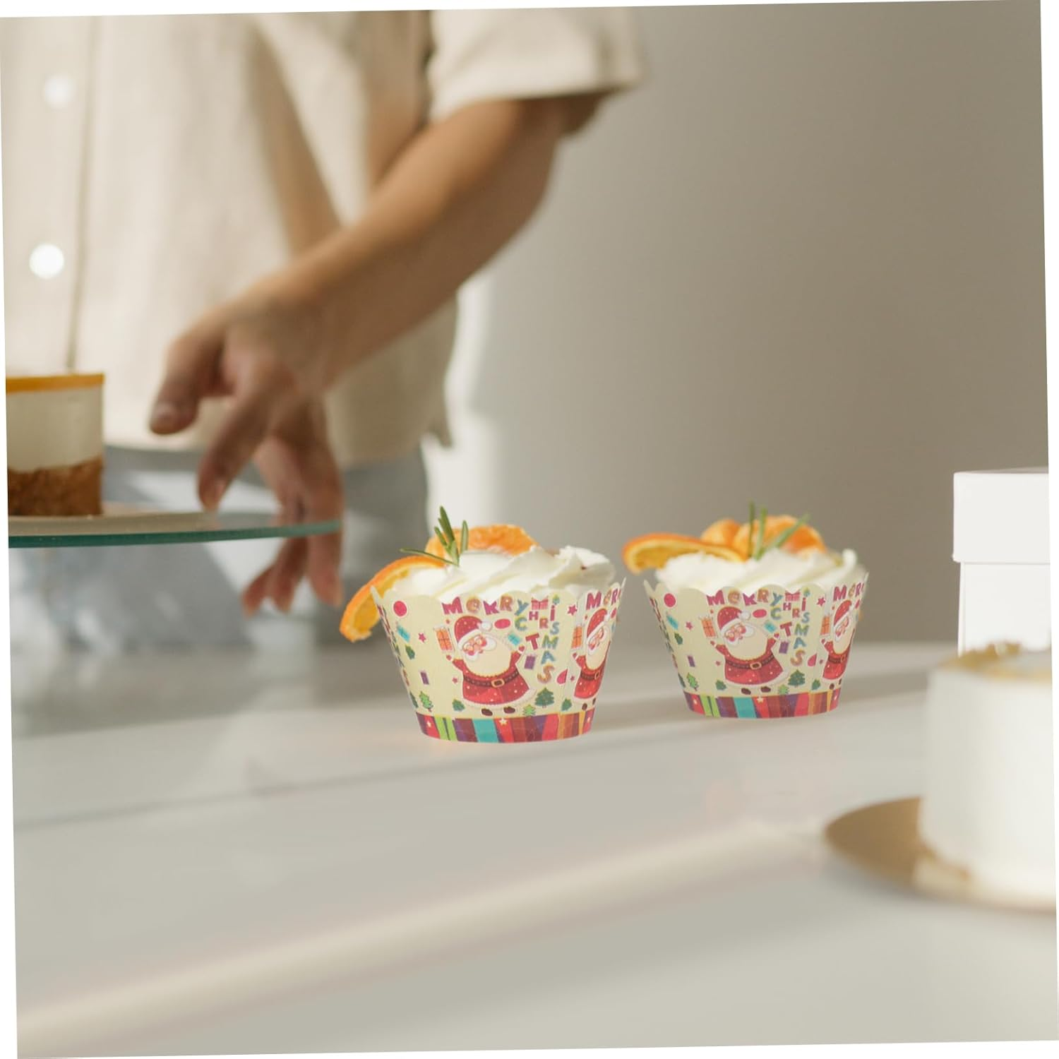 STOBAZA 150Pcs Baking Cup Cake Cup Muffin Non-Stick Assorted for Baking Supply Cake Liners for Christmas Party Random Color image number 1